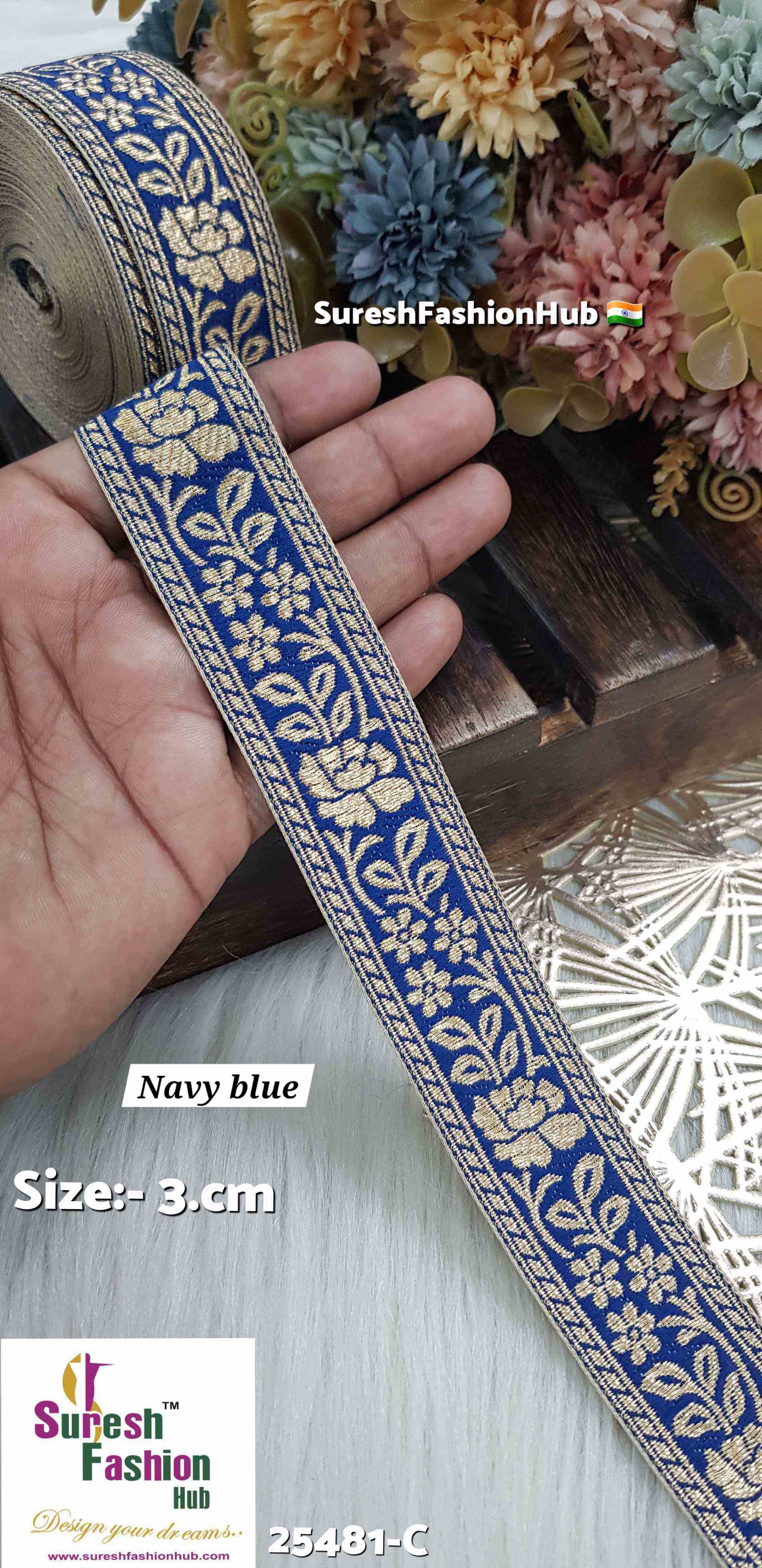 Navy Nebula Banarasi Lace