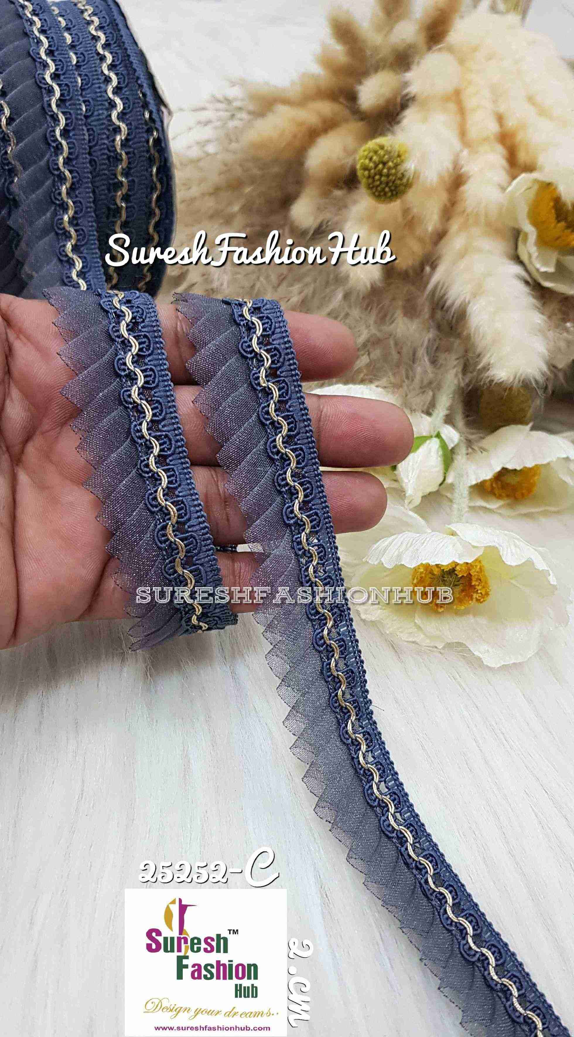 Smokey Grey Ruffle Edge Trim