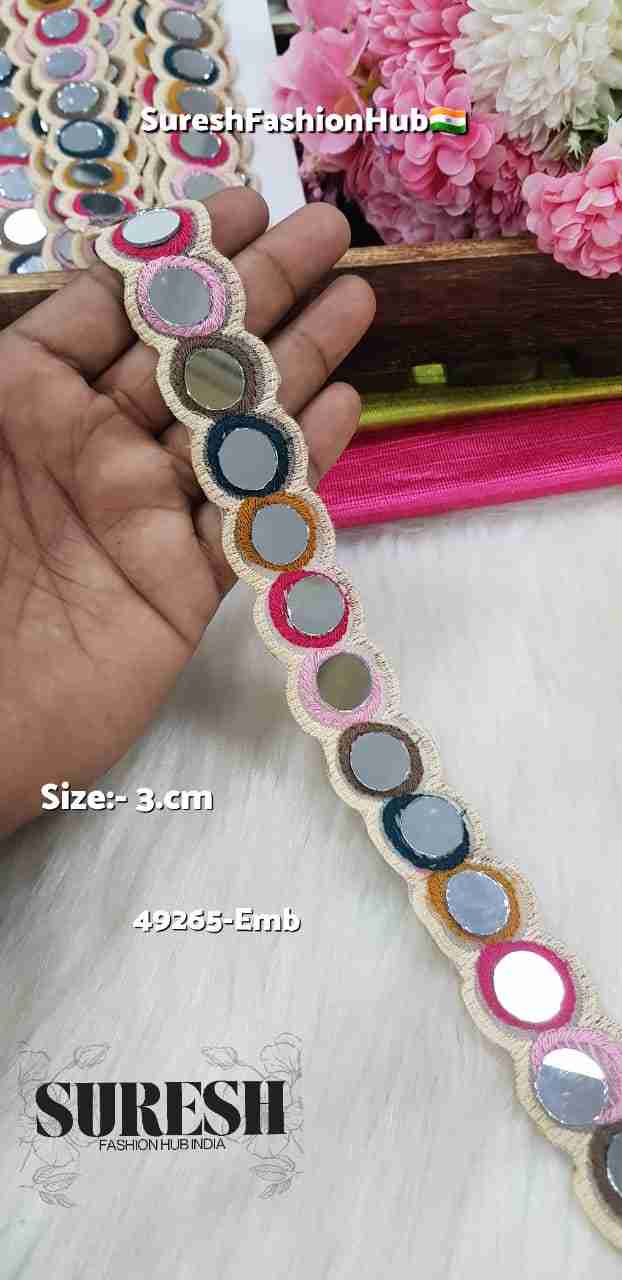 Light Multy Round Mirror Navratri Embroidery Lace – 49265-Emb