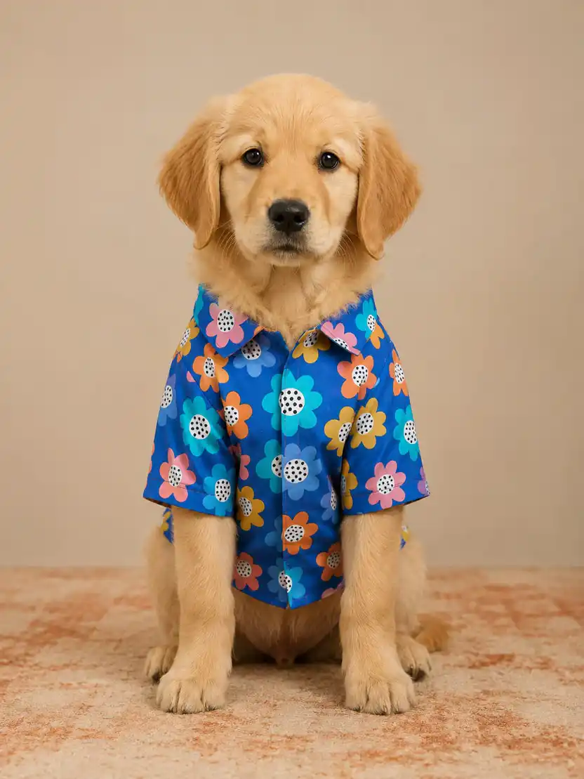 Pawsh Pet Blue Flower Print Shirt for Dogs & Cats