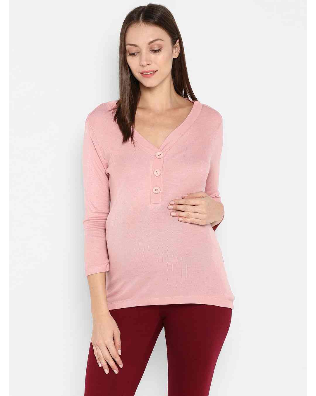 Momsoon women maternity full Sleeves top- Pink