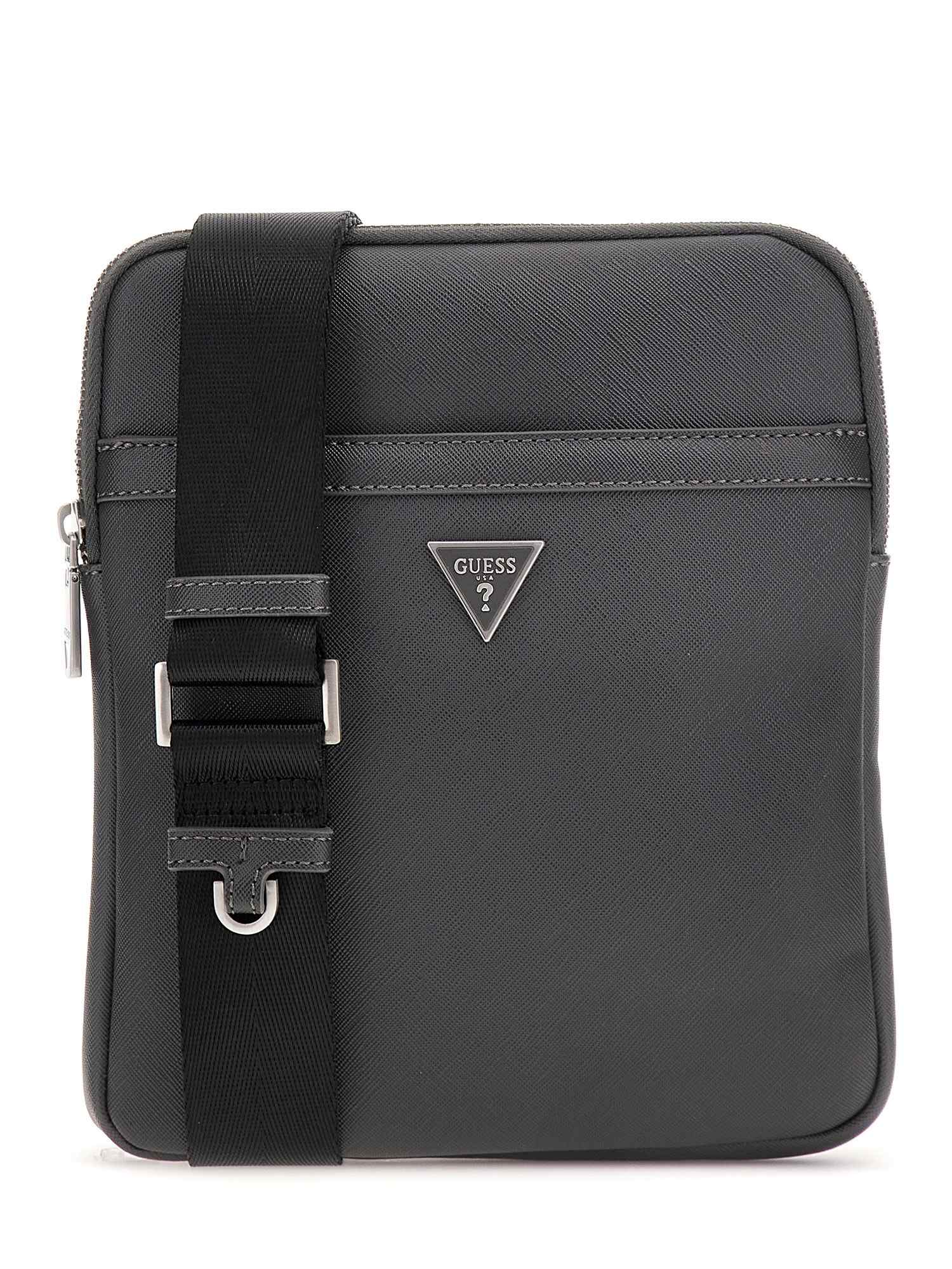 Guess Grey PU Solid MEN Cross Body