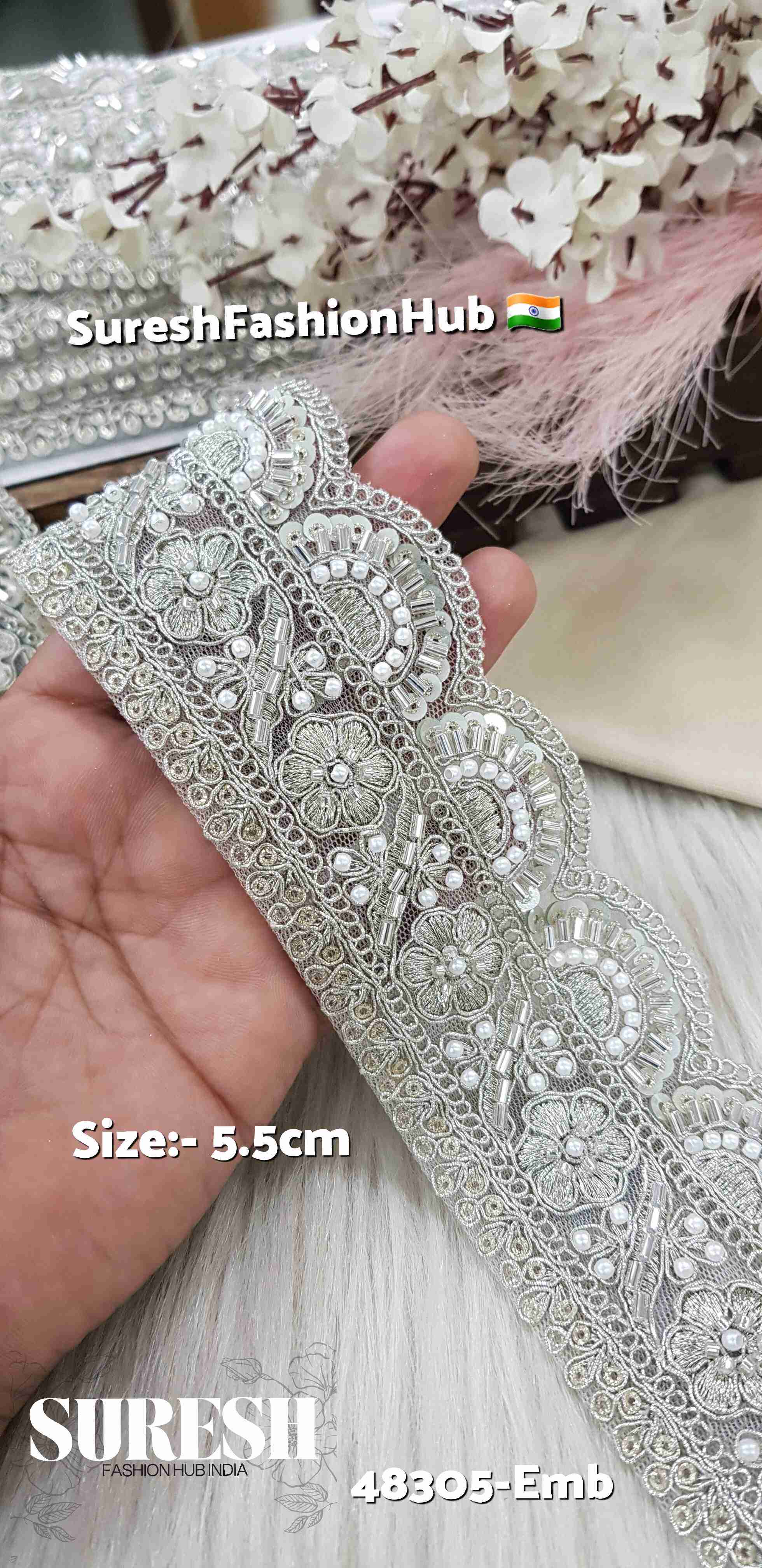 Water Silver Luxe Embroidery Lace