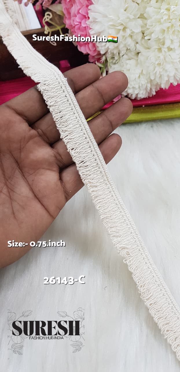 Off White U-Shaped Jhalar Lace – 26143-C