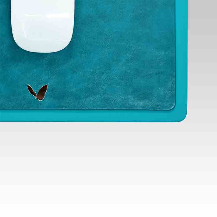 Rectangular Mouse Pad in Faux Leather | Rigid | 11×9 Inches | Moderno | Sea Blue