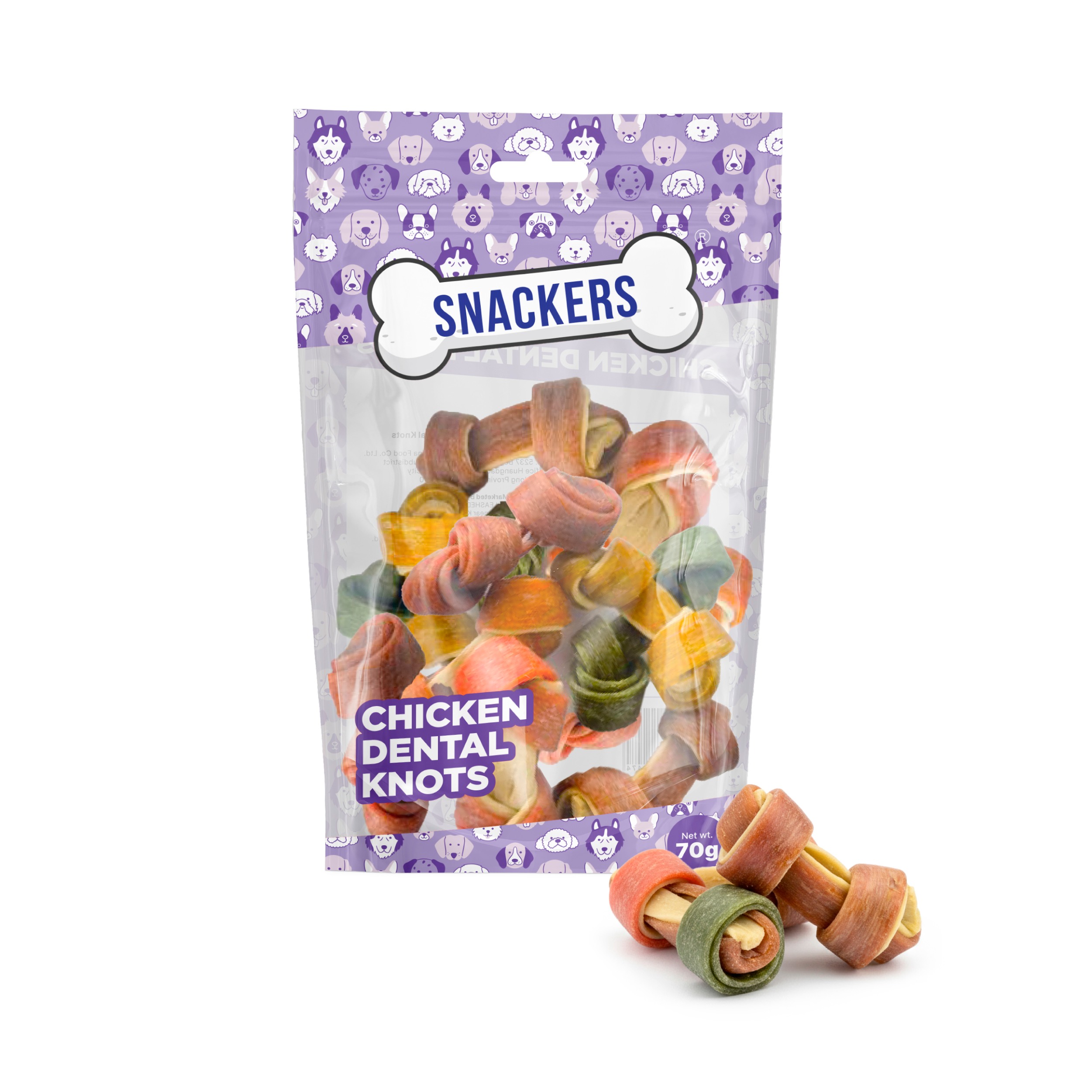 Snackers Dental Knots Bones with Chicken Dog Treats 70g
