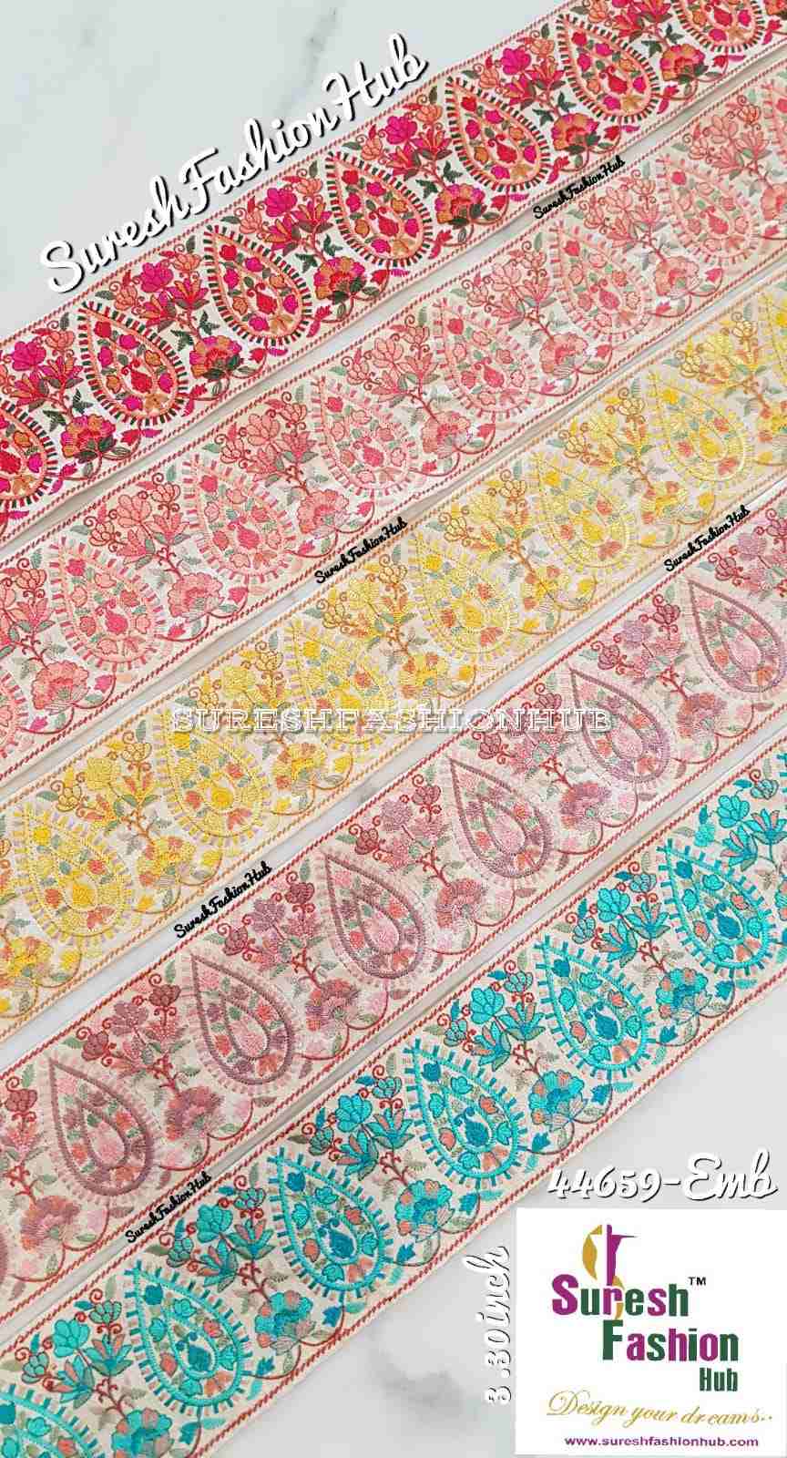 Peach Diya Floral Embroidery Lace