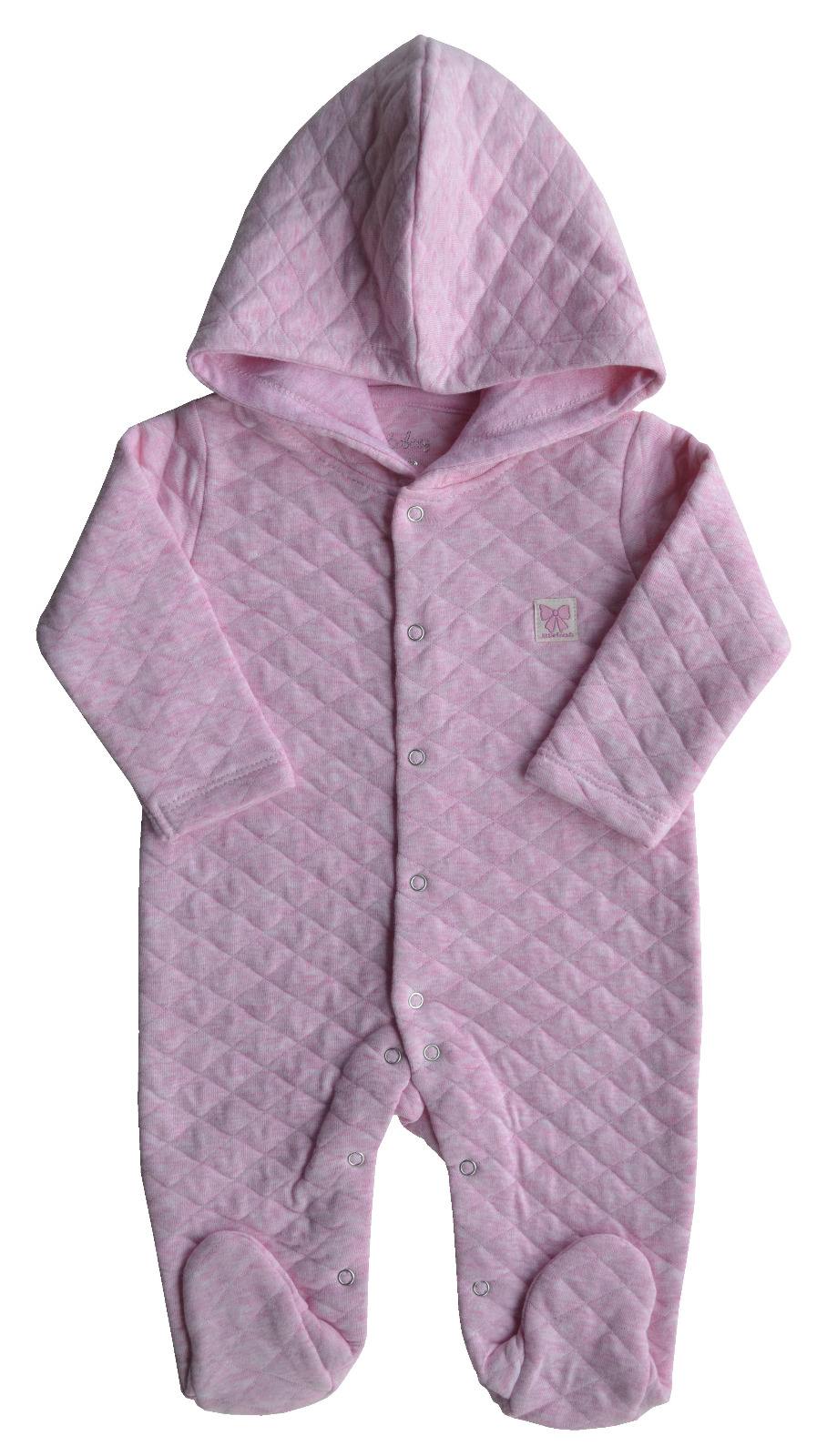 Baby's Full Hoody Romper/Sleeper with feet,Color-Pink