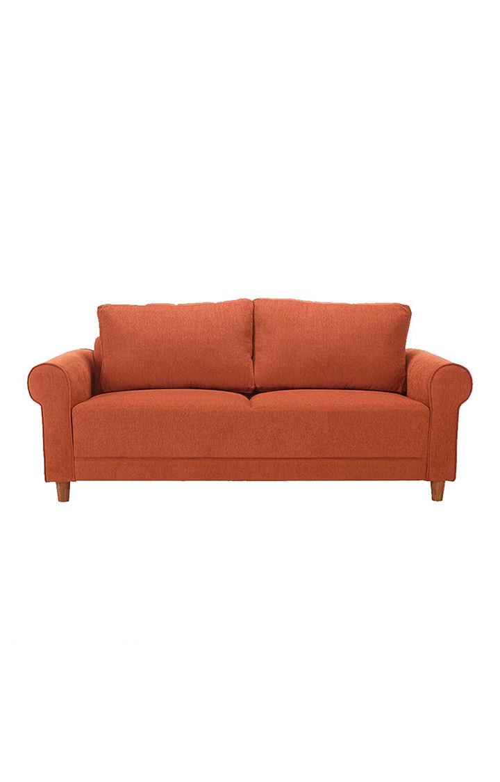 neudot Melody Sofa for Living Room |3 Persons Sofa|Premium Fabric with Padded Cushioned Armrest | Solid Wood Frame|3 Seater in Rusty Cider Orange Color