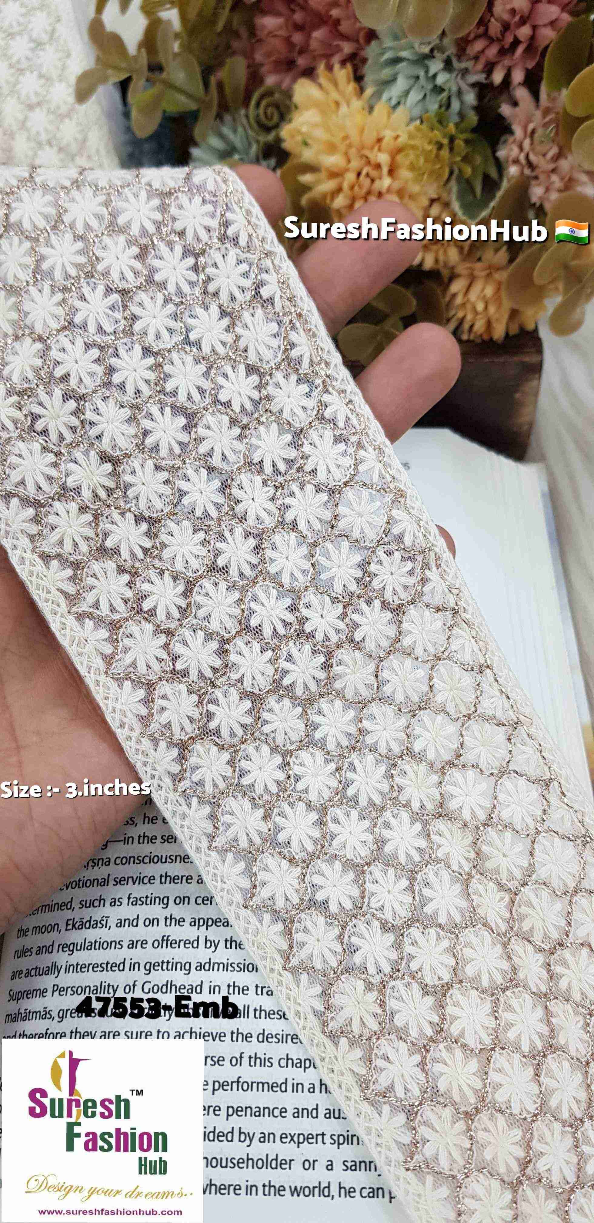 Rose Lakhnavi Floral Embroidered Lace