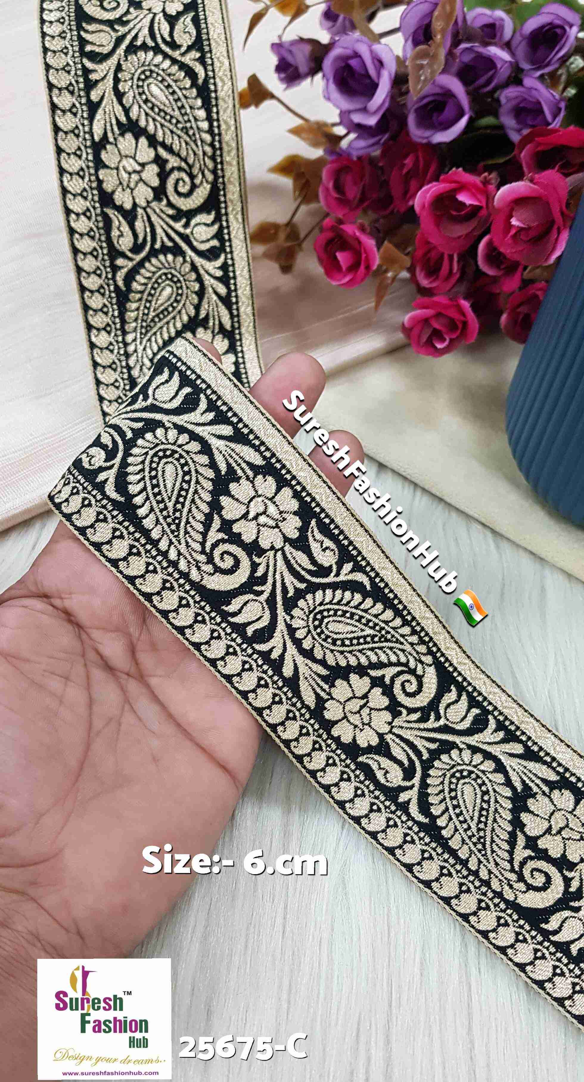 Black Keri Floral Banarasi Lace