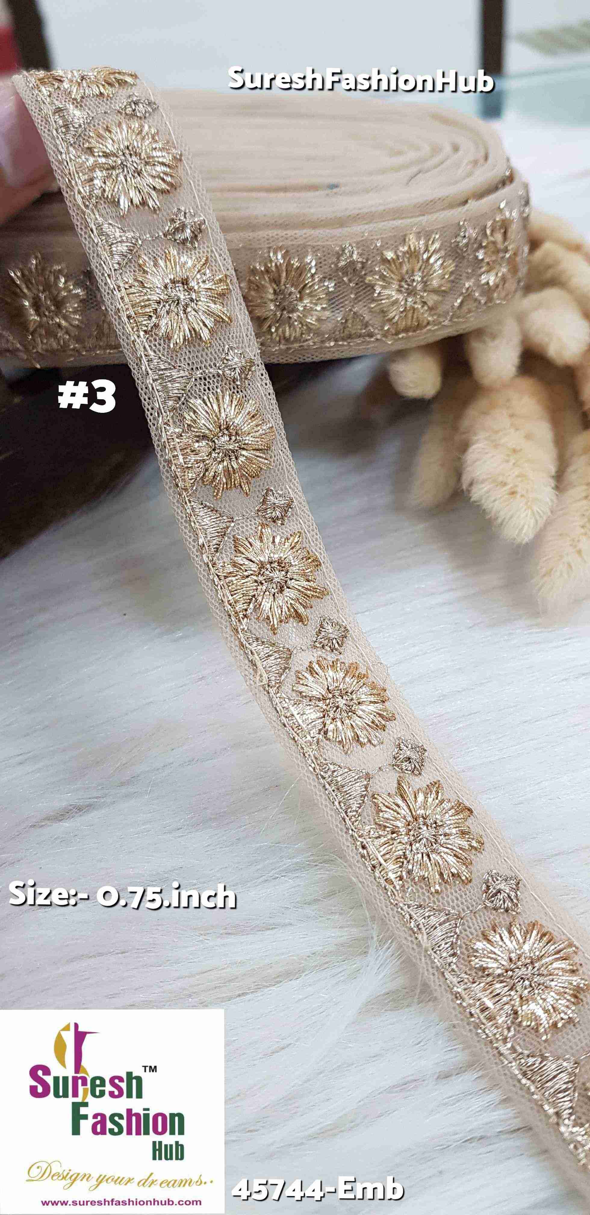 Deluxe Pearl + Gold Mix Badla  Embroidered Lace Roll