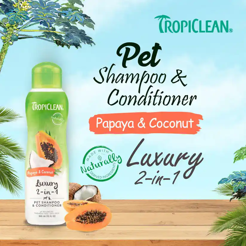 TropiClean Papaya and Coconut Luxury 2-in-1 Pet Shampoo and Conditioner