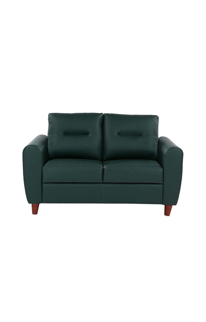 neudot Scott Sofa for Living Room |2 Persons Sofa|Premium Leatherette with Cushioned Armrest | Solid Wood Frame|2 Seater in Castle Green Color