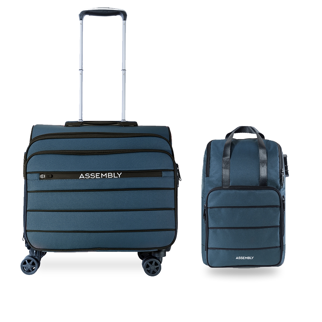 Overnighter Trolley and Laptop Backpack - Blue