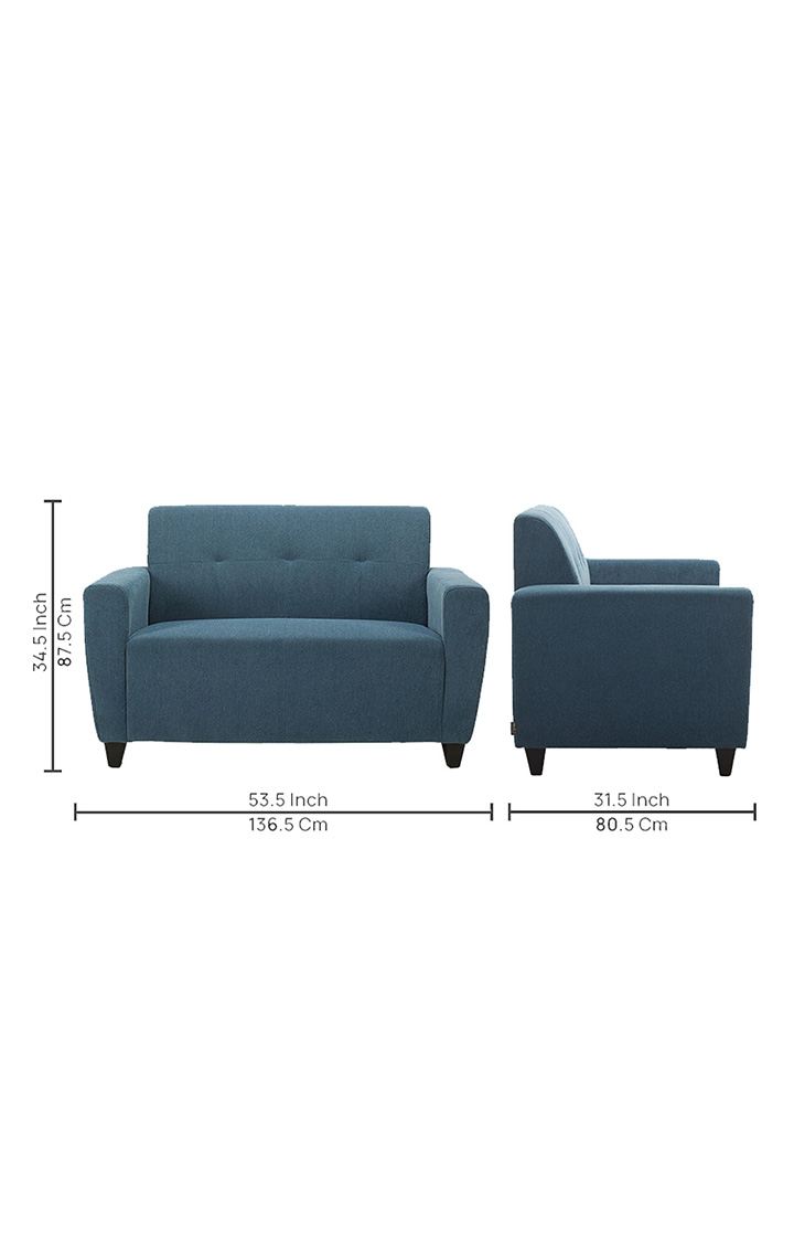 neudot Elegance Sofa for Living Room |2 Person Sofa|Premium Fabric with Cushioned Armrest | Solid Wood Frame|2 Seater in Dusky Blue Color