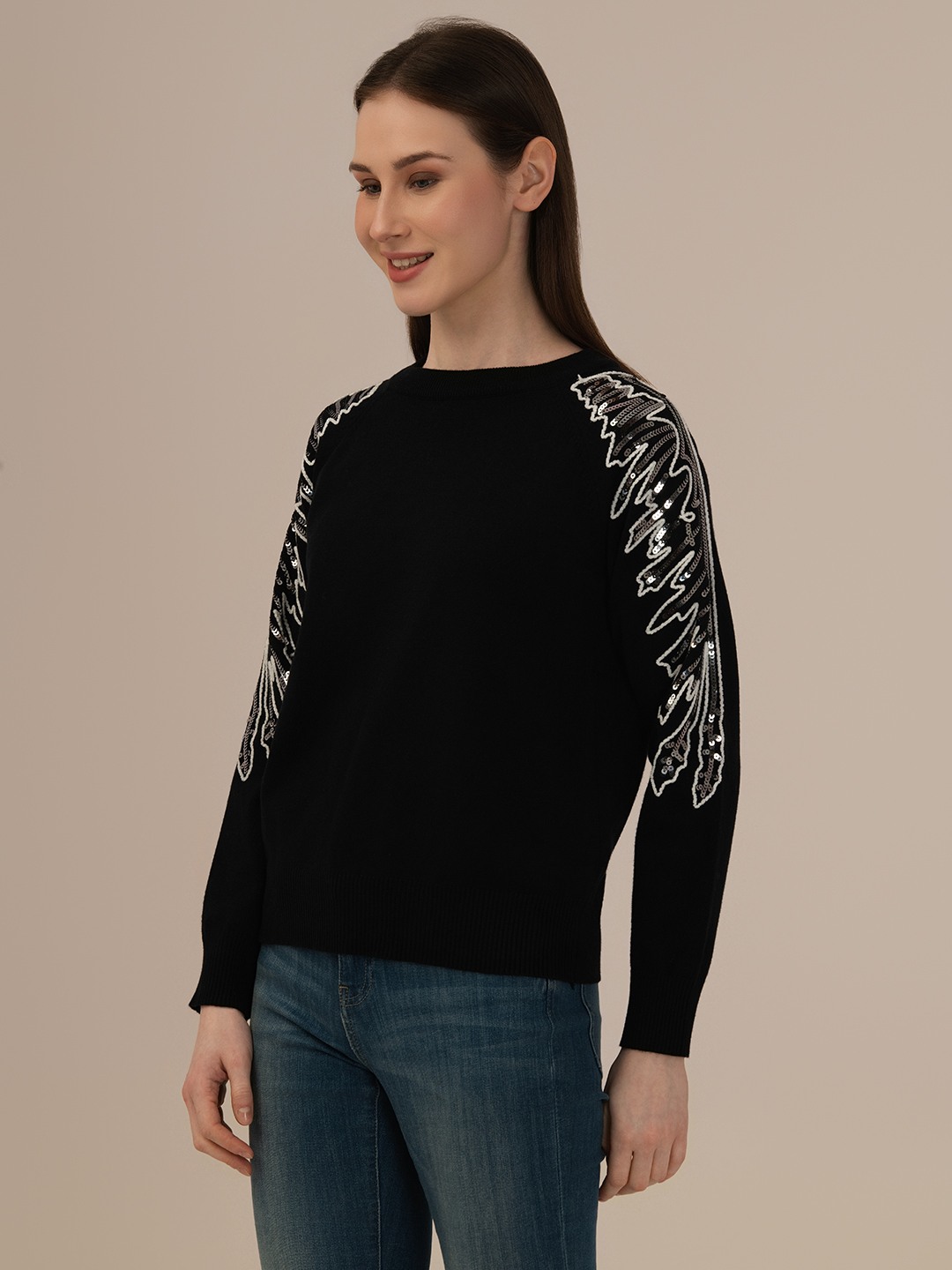 Albion Winter Classic Ladies Black Woolen Top