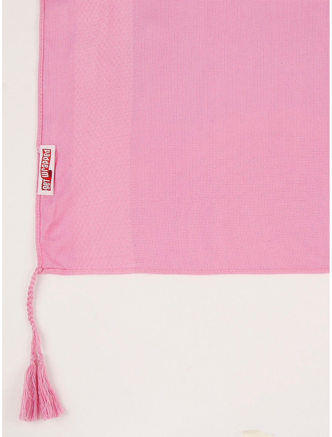 Get Wrapped | Get Wrapped Pink Dobby Border Scarf with Tassel for Women 2