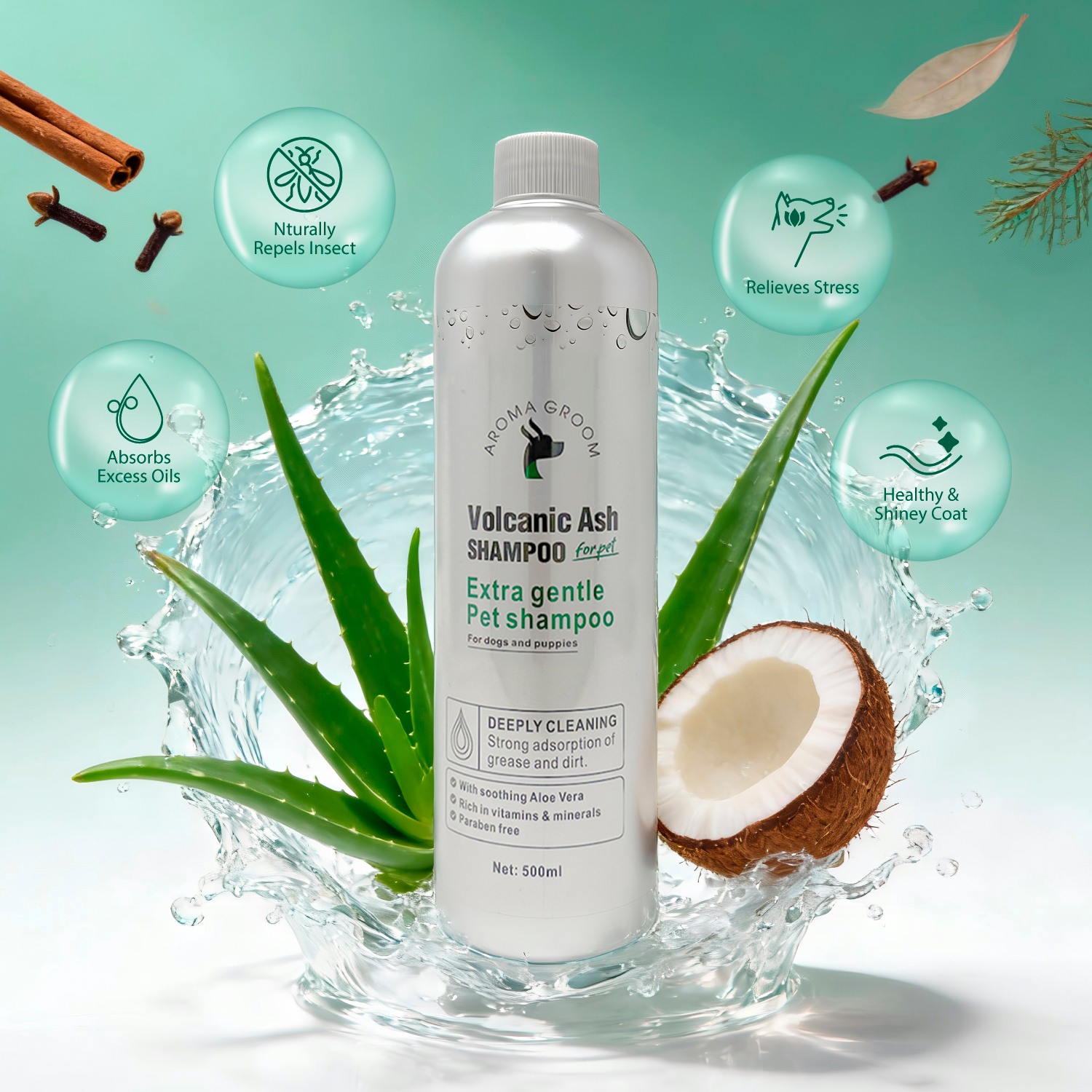 Aroma Groom Volcanic Ash Extra Gentle Shampoo, 500 ml