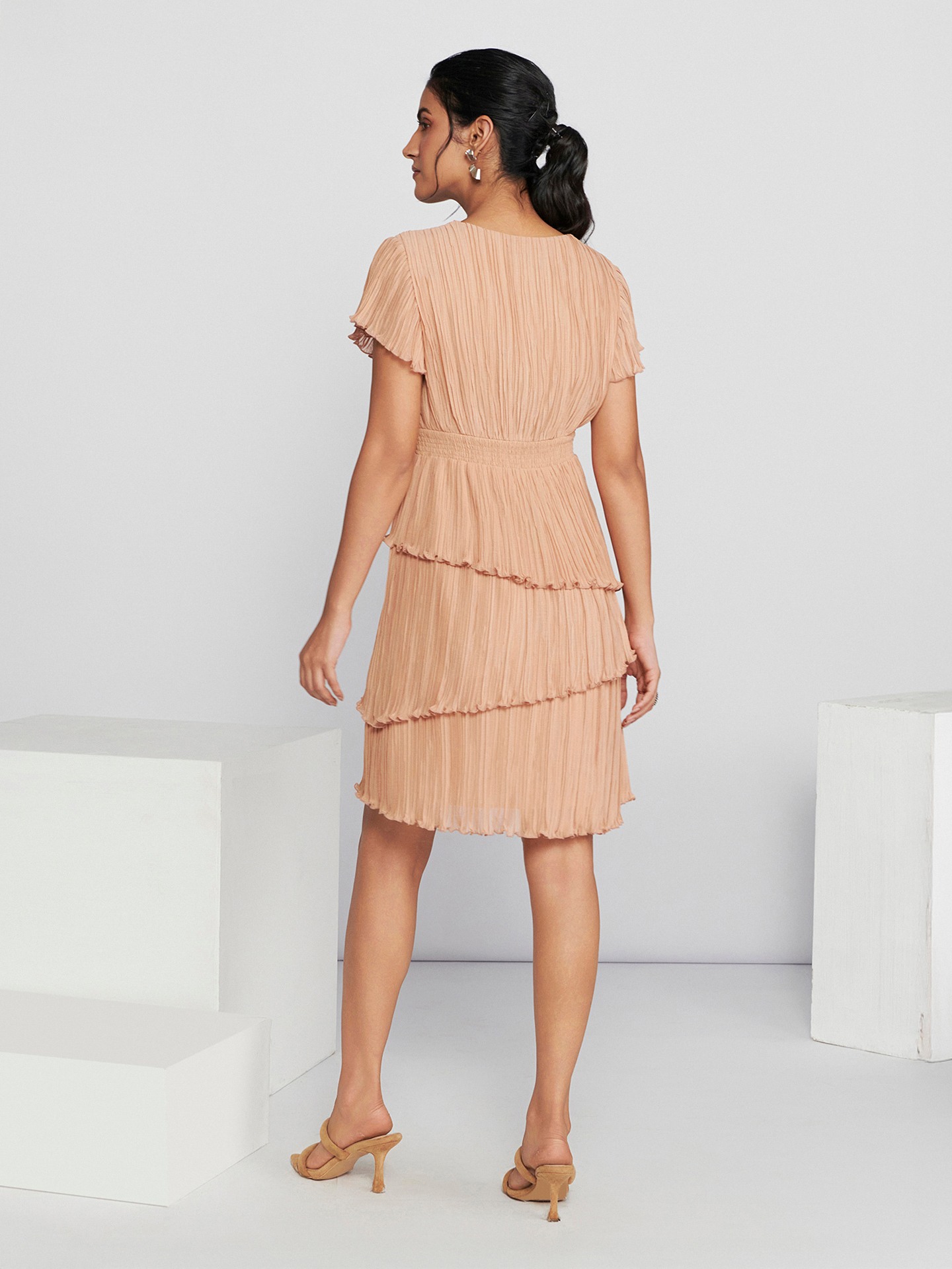 Peach Fashion Flair Short Dress