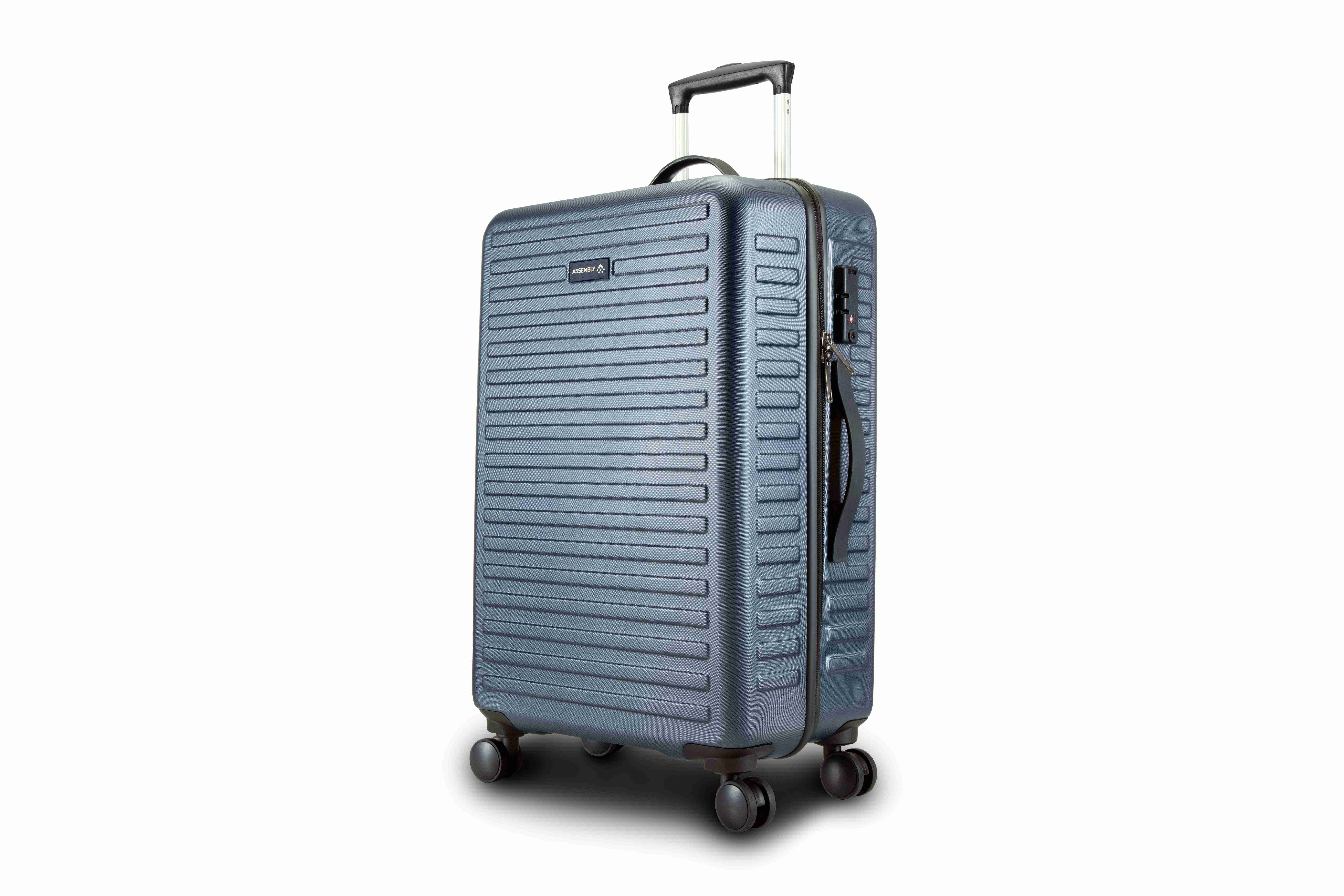 Large Check in Luggage Trolley Bag Free Packing Kit Blue