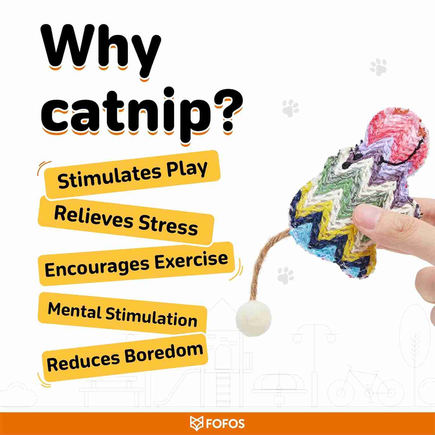 Barkbutler Fofos Interactive Catnip Chic Toy for Cats, Pink-Brown