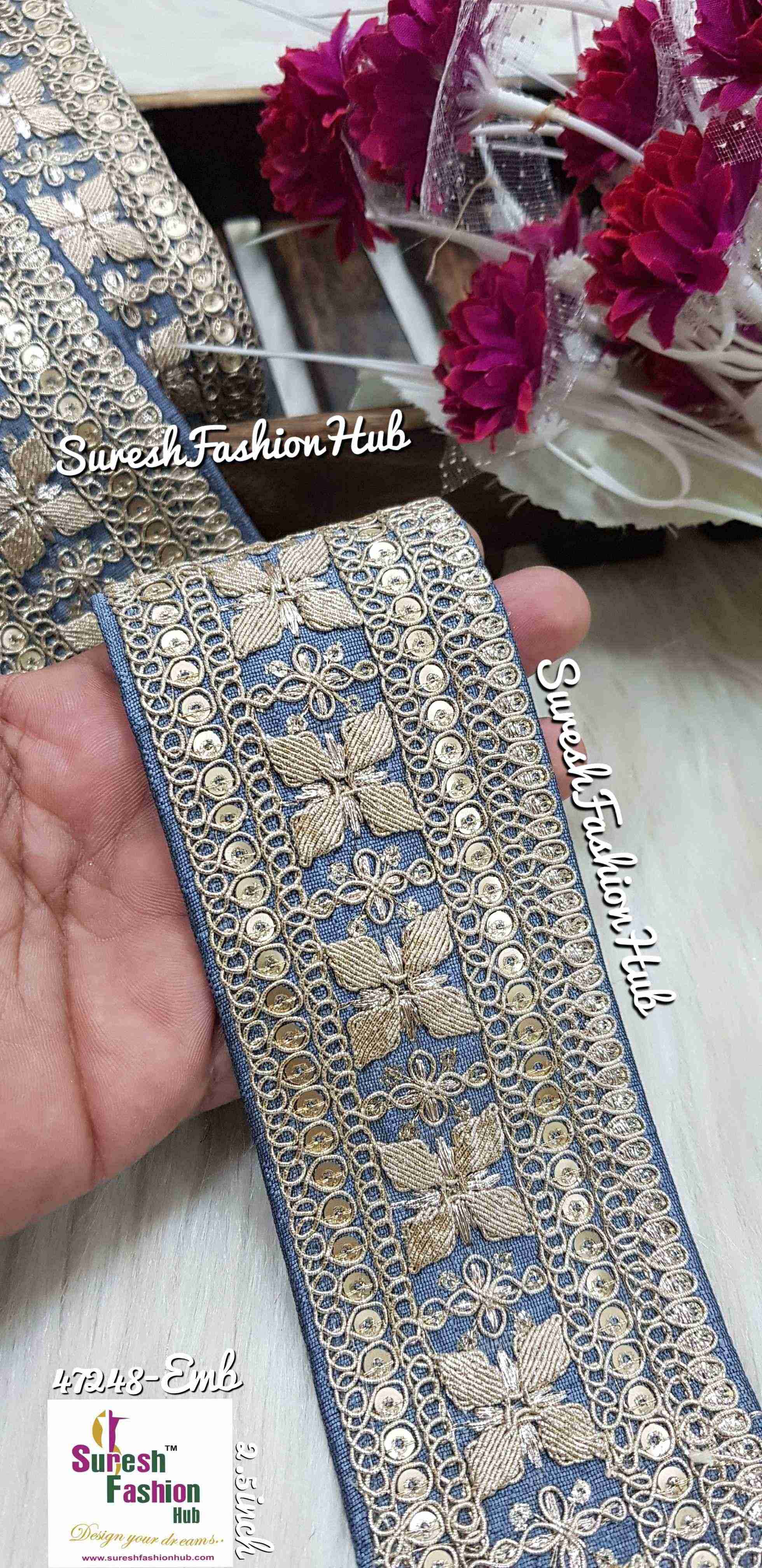 Exquisite Pearl Grey Floral Embroidered Lace