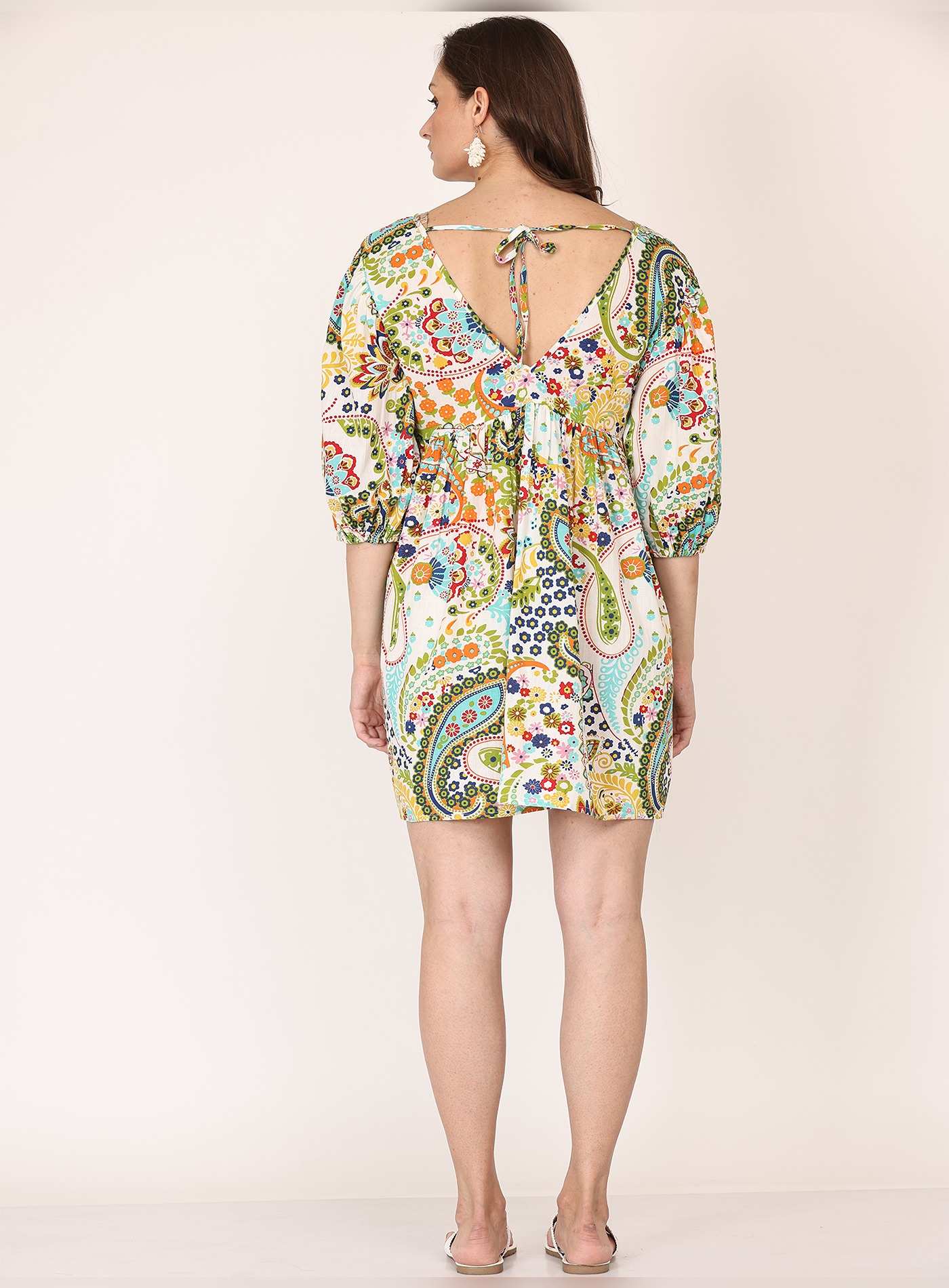Alice18 Women's Vibrant Eclectic Print Mid-Thigh Dress – Effortless Elegance