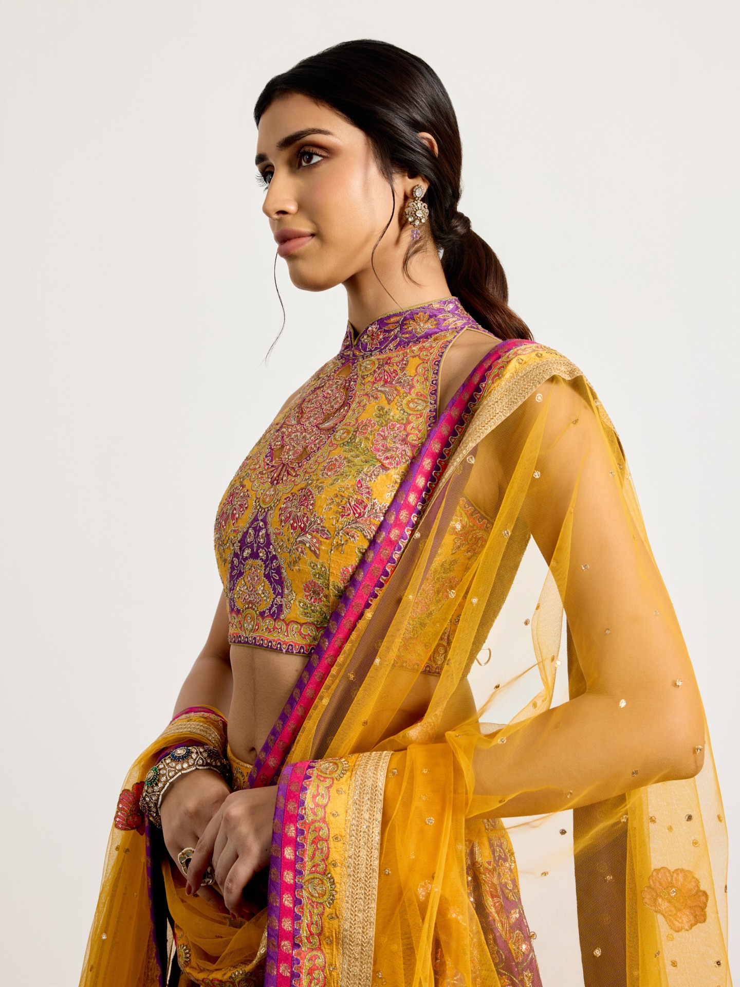 Yellow Purple Morina Lehenga