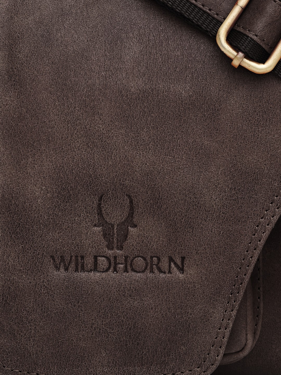 WildHorn | WildHorn Brown Classic Leather Adjustable Strap Messenger Bag for Men  4