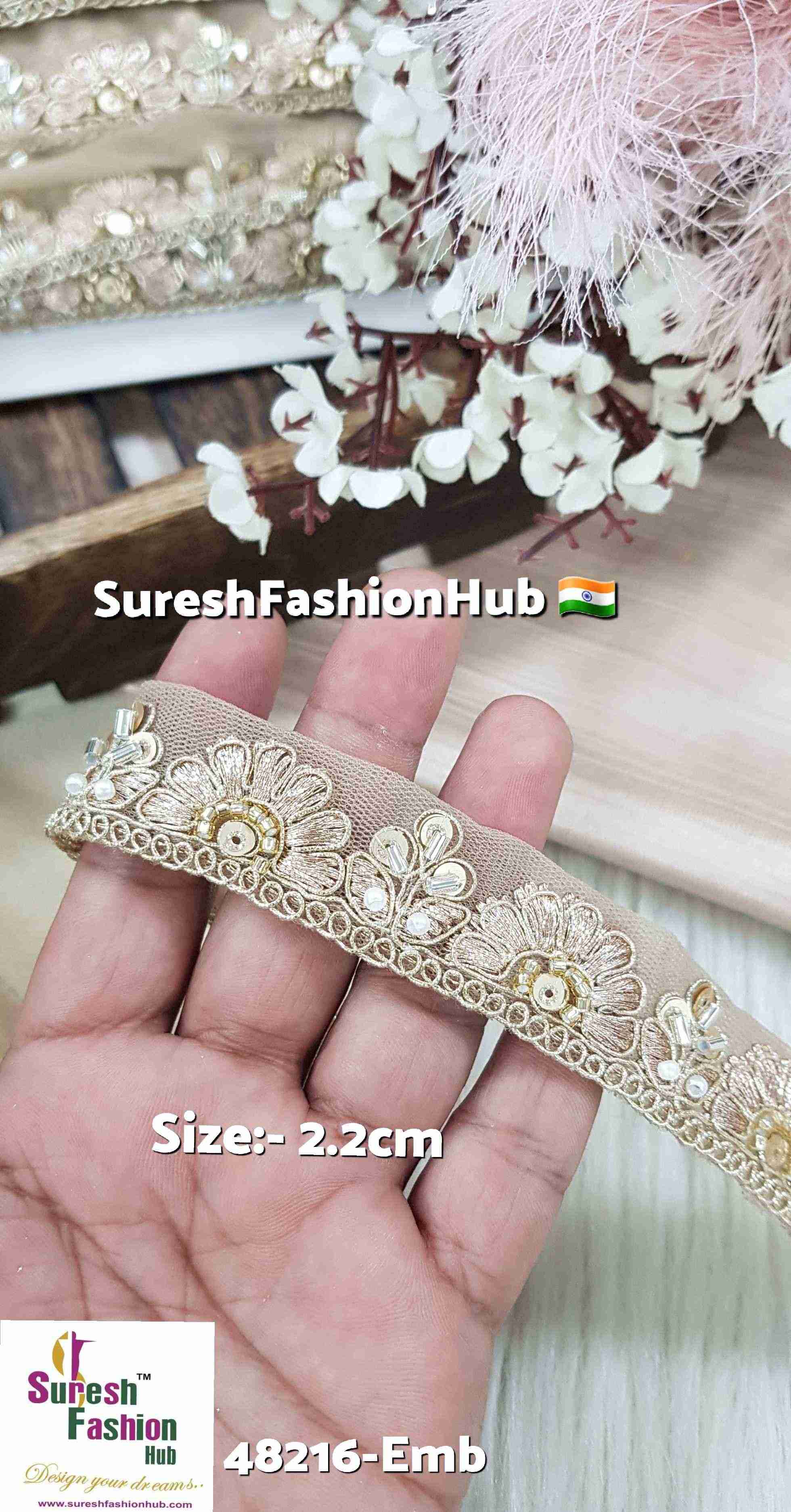 Pearl Gold Floral Net Lace