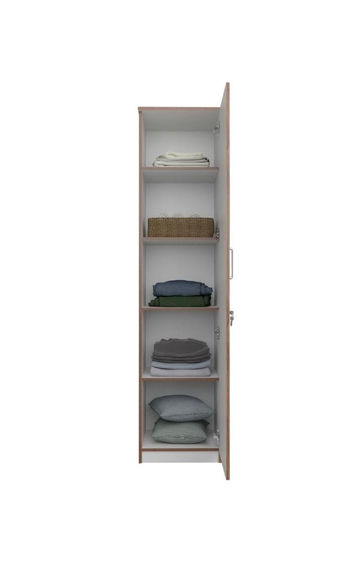 neudot Adona 1 Door Engineered Wood Wardrobe  (Finish Color - Frosty White, Knock Down)
