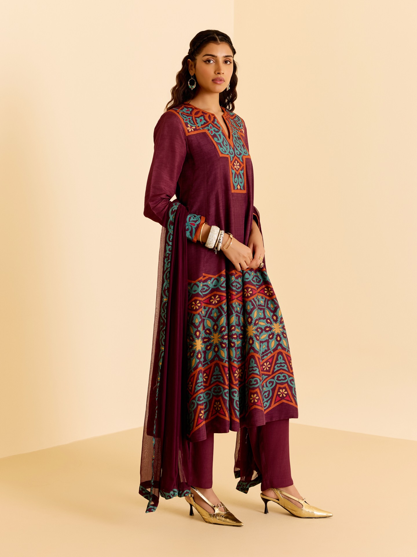 Wine Meera- Quilting Suit Set