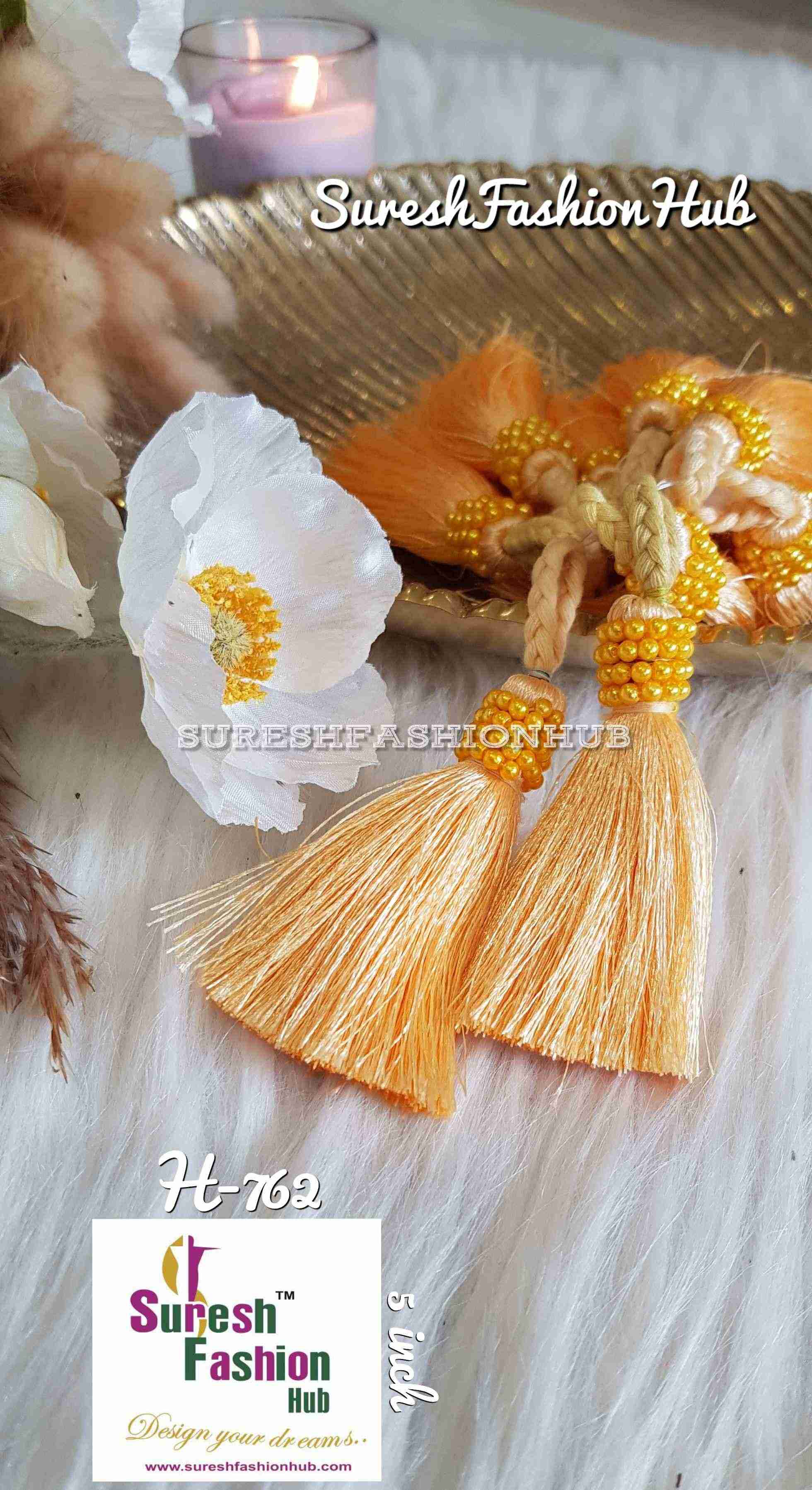 Tiny Beaded Muted Yellow Thread Tassel