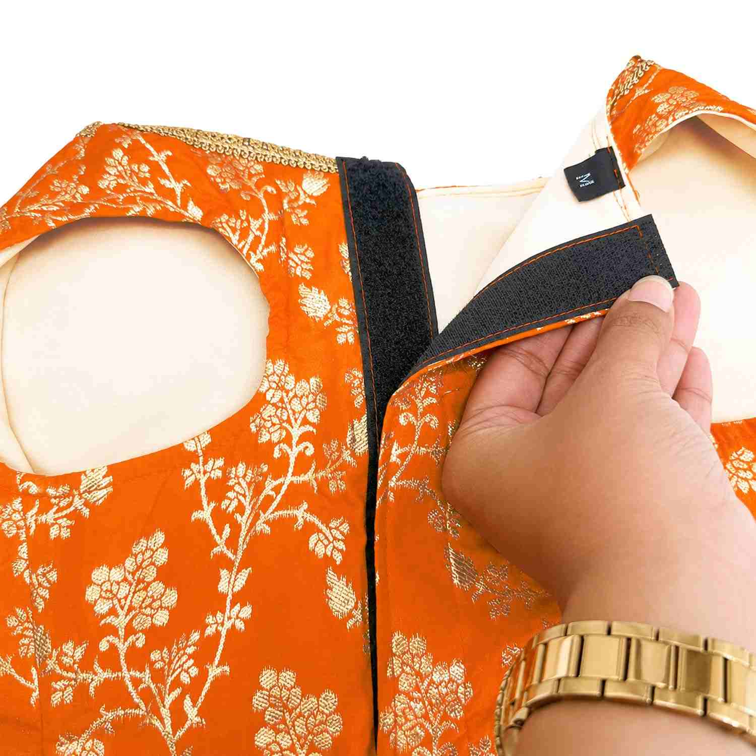 PawsIndia Traditional Royal Zari Dress for Cats - Orange