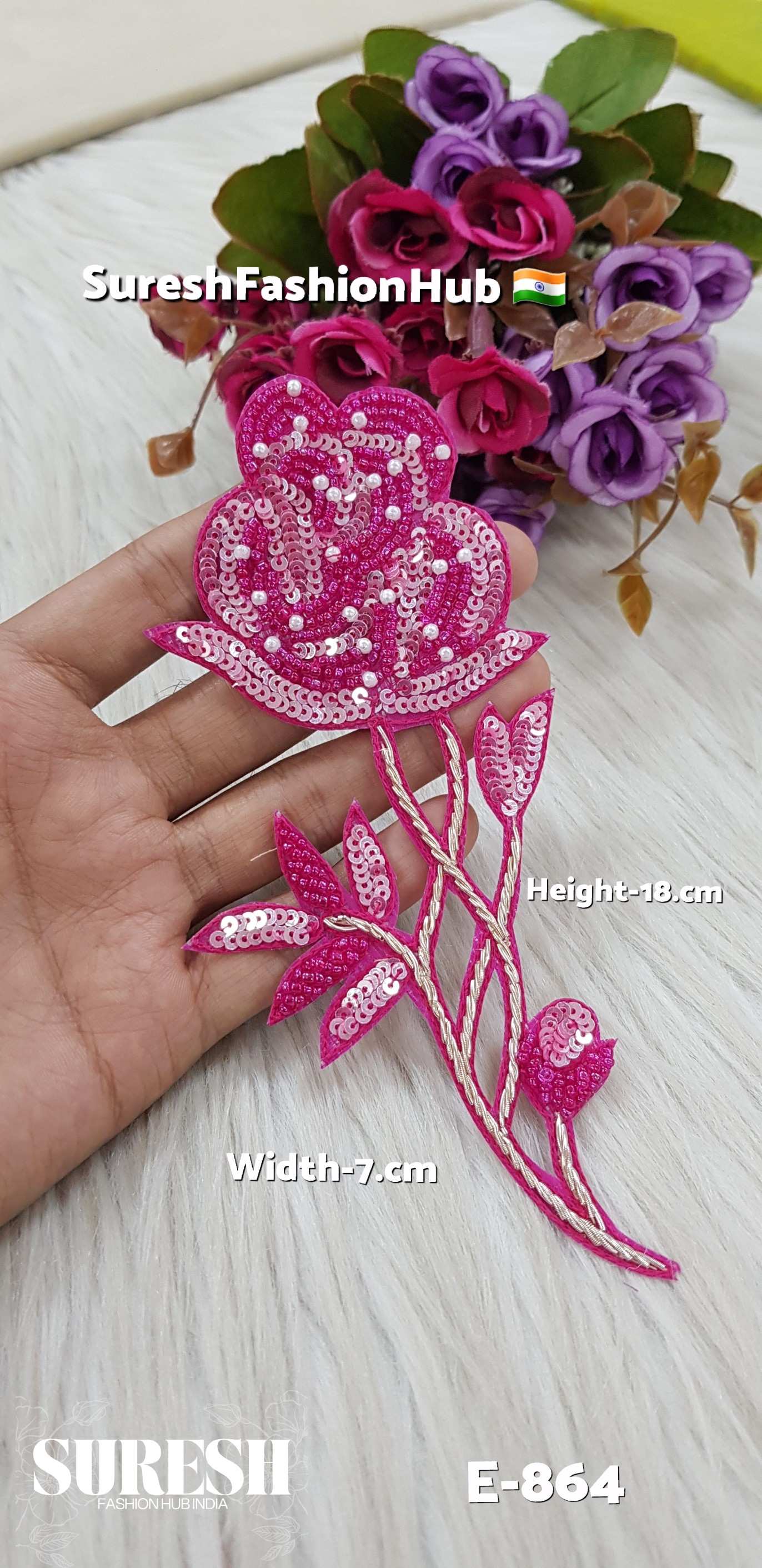 Bold Rani Pink Handcrafted Rose Patch