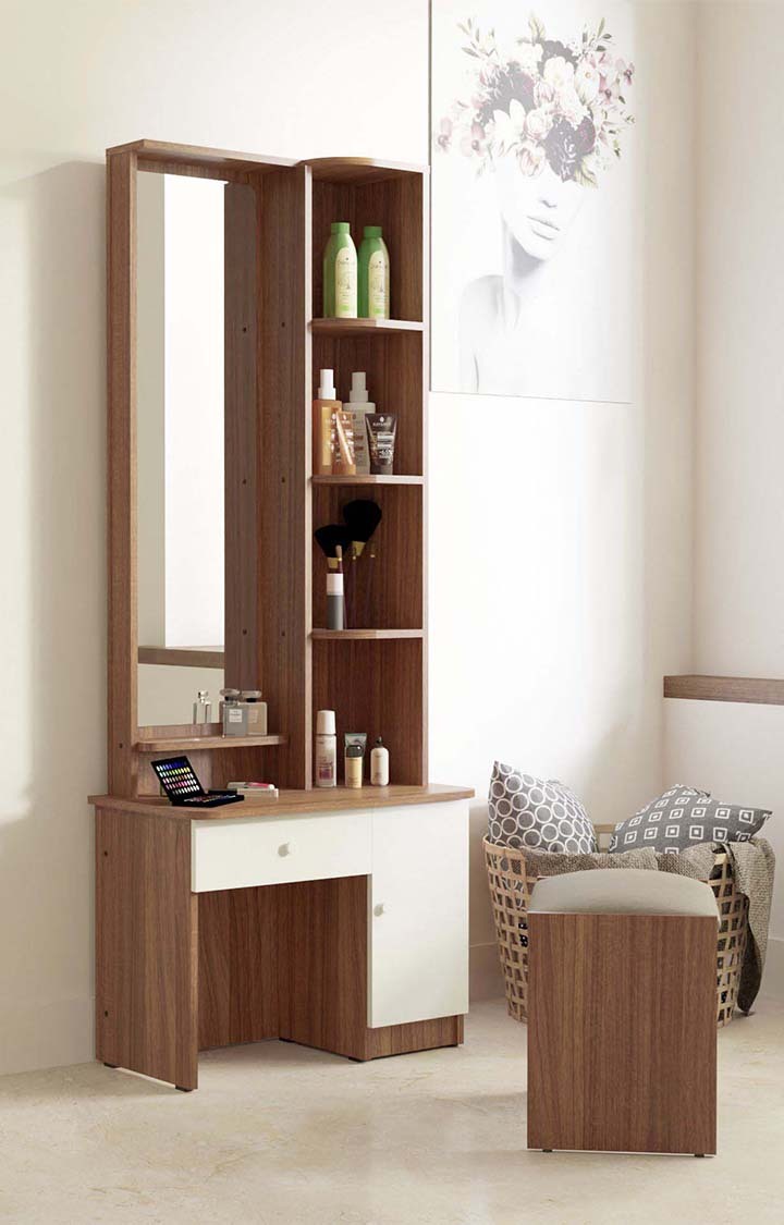 NEUDOT Carlos Wooden Dressing Table with Mirror and Storage | Engineering Wood Dressing Table | Vanity Table with Mirror | Vanity Dressing Table for Bedroom, Living Room | 1-Year Warranty
