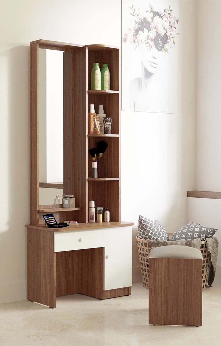 NEUDOT Carlos Wooden Dressing Table with Mirror and Storage | Engineering Wood Dressing Table | Vanity Table with Mirror | Vanity Dressing Table for Bedroom, Living Room | 1-Year Warranty
