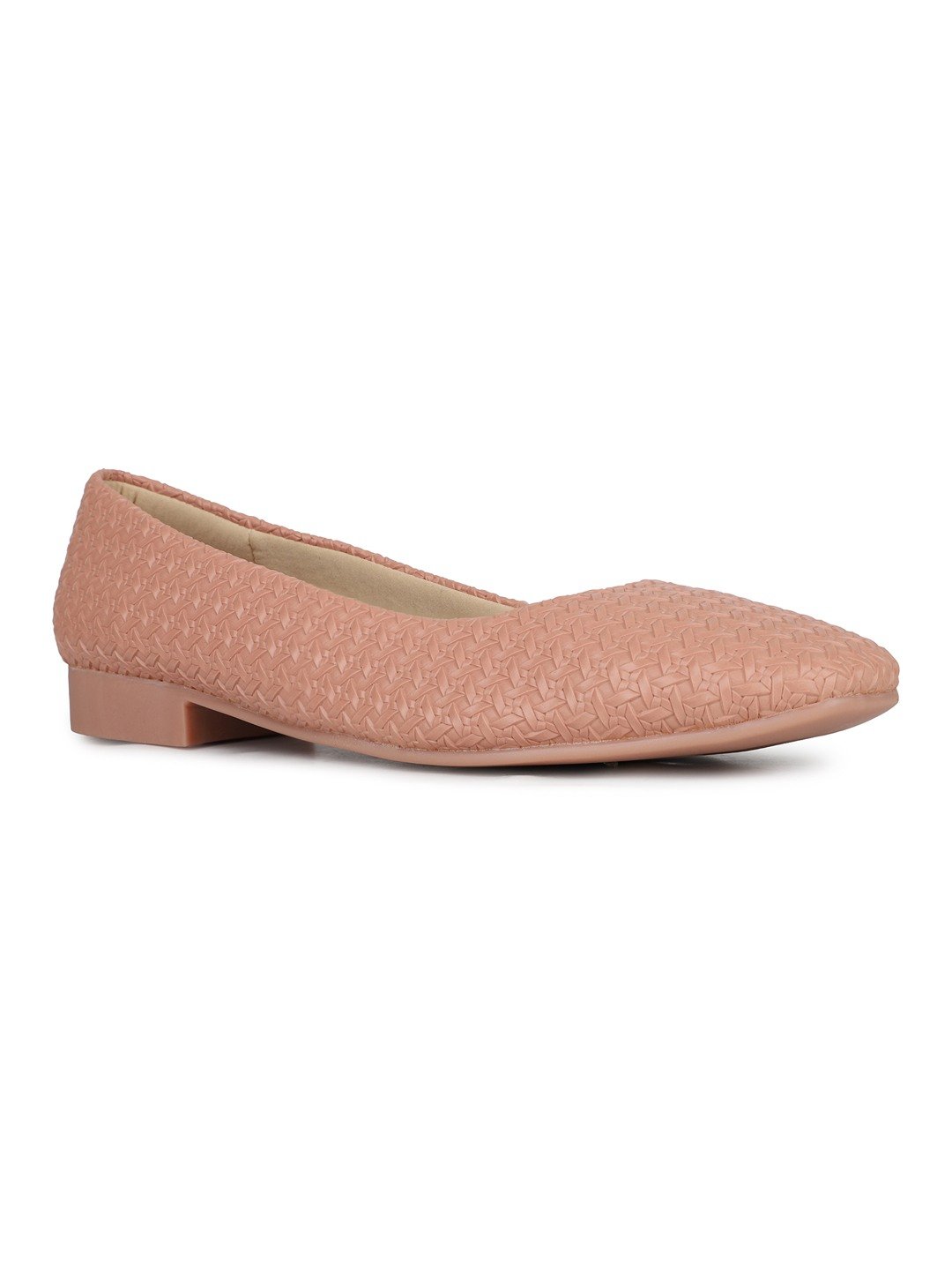 Womens Peach Casual Solid Pointed Toe Ballerinas
