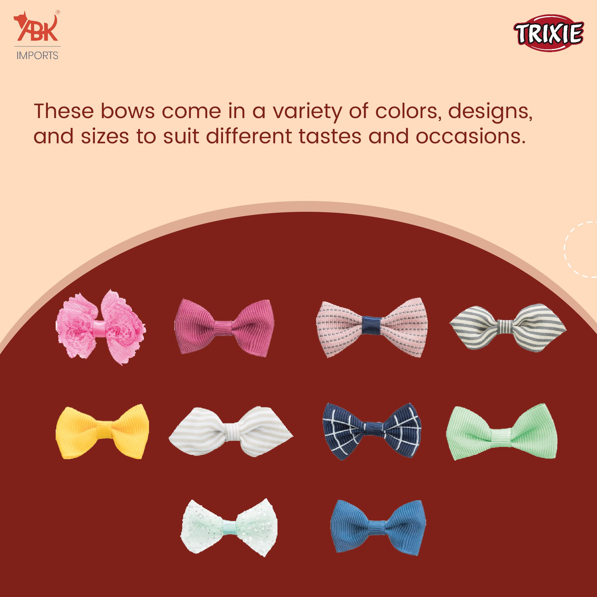 Trixie Assortment Dog Hair Bows Set of 10 Pcs