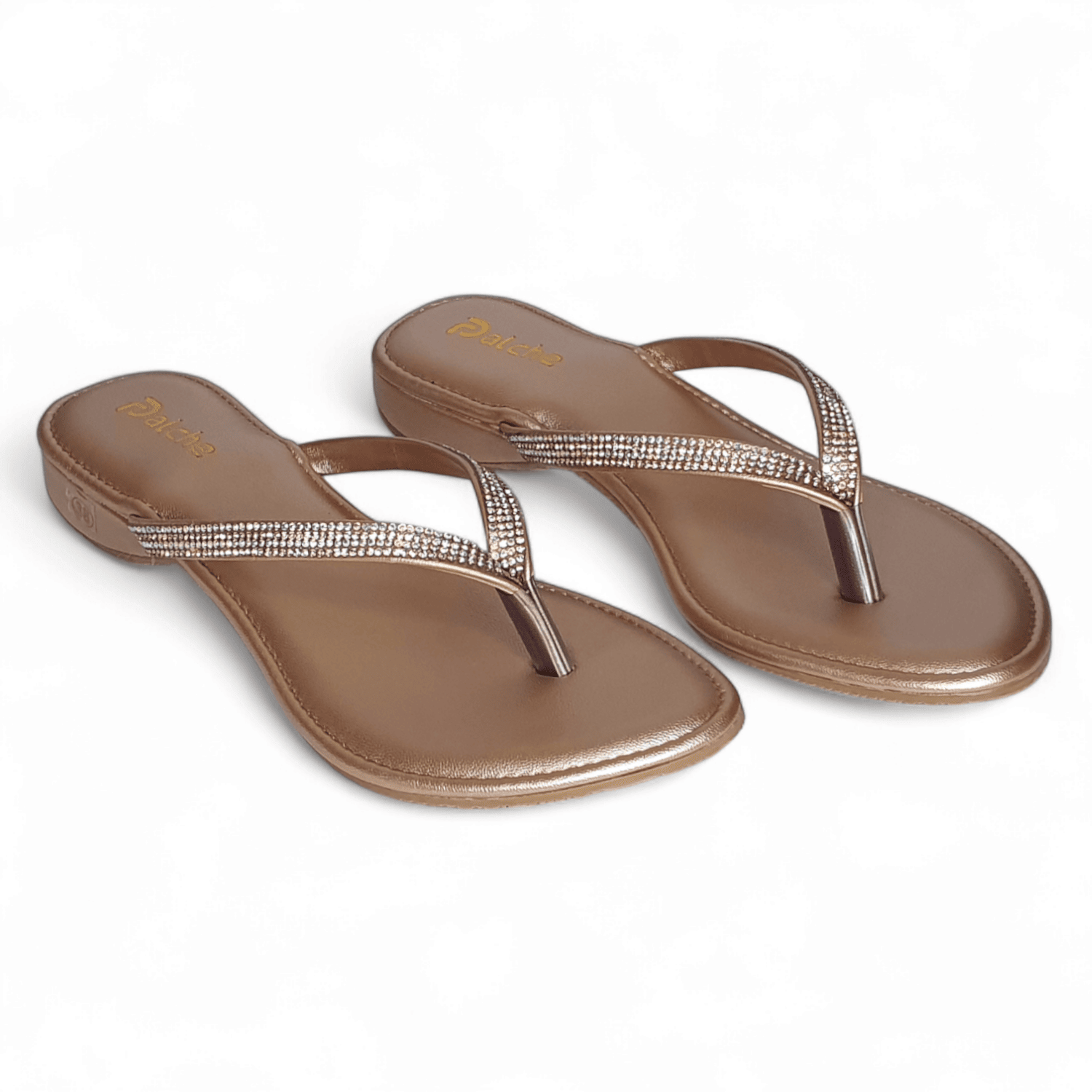 Sparkling Rose Gold Flat Slippers for Women