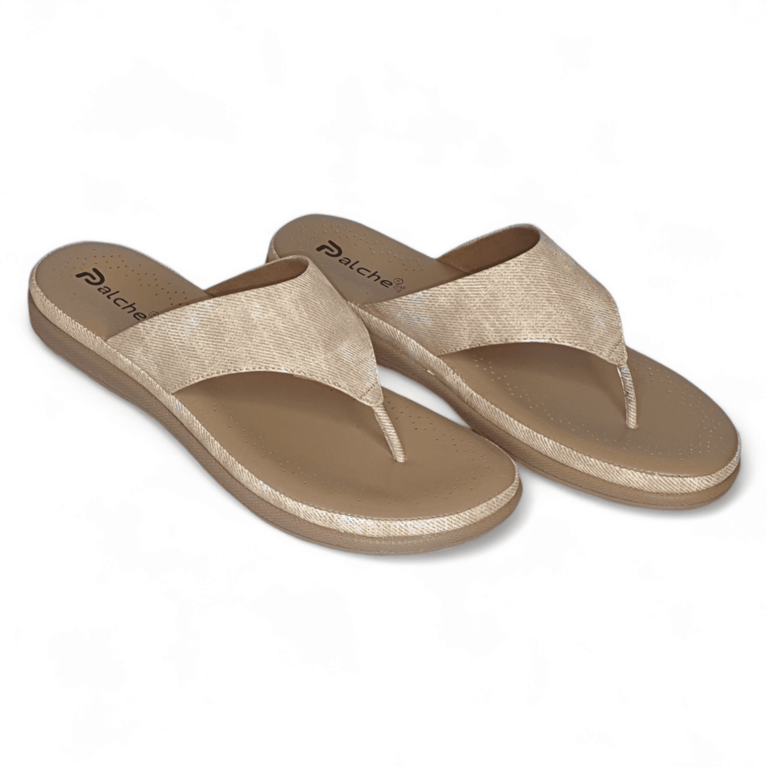 Casual Beige Textured Thong Sandals for Women