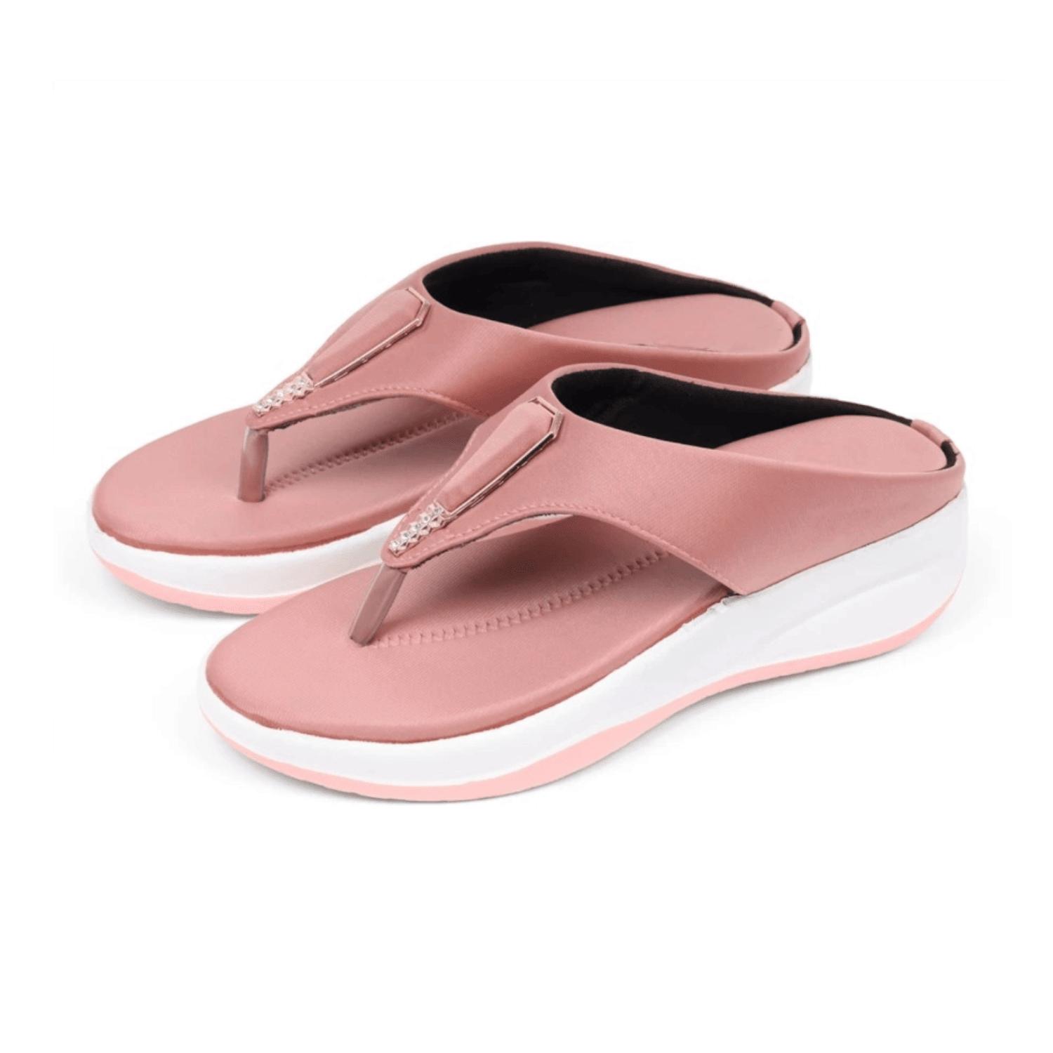 Chic Dusty Rose Thong Sandals with Rhinestone Detail