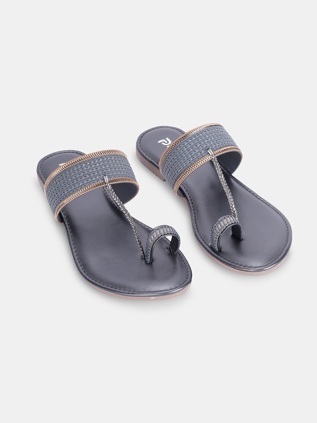 Stylish Silver Thong Sandals with Embellished Strap