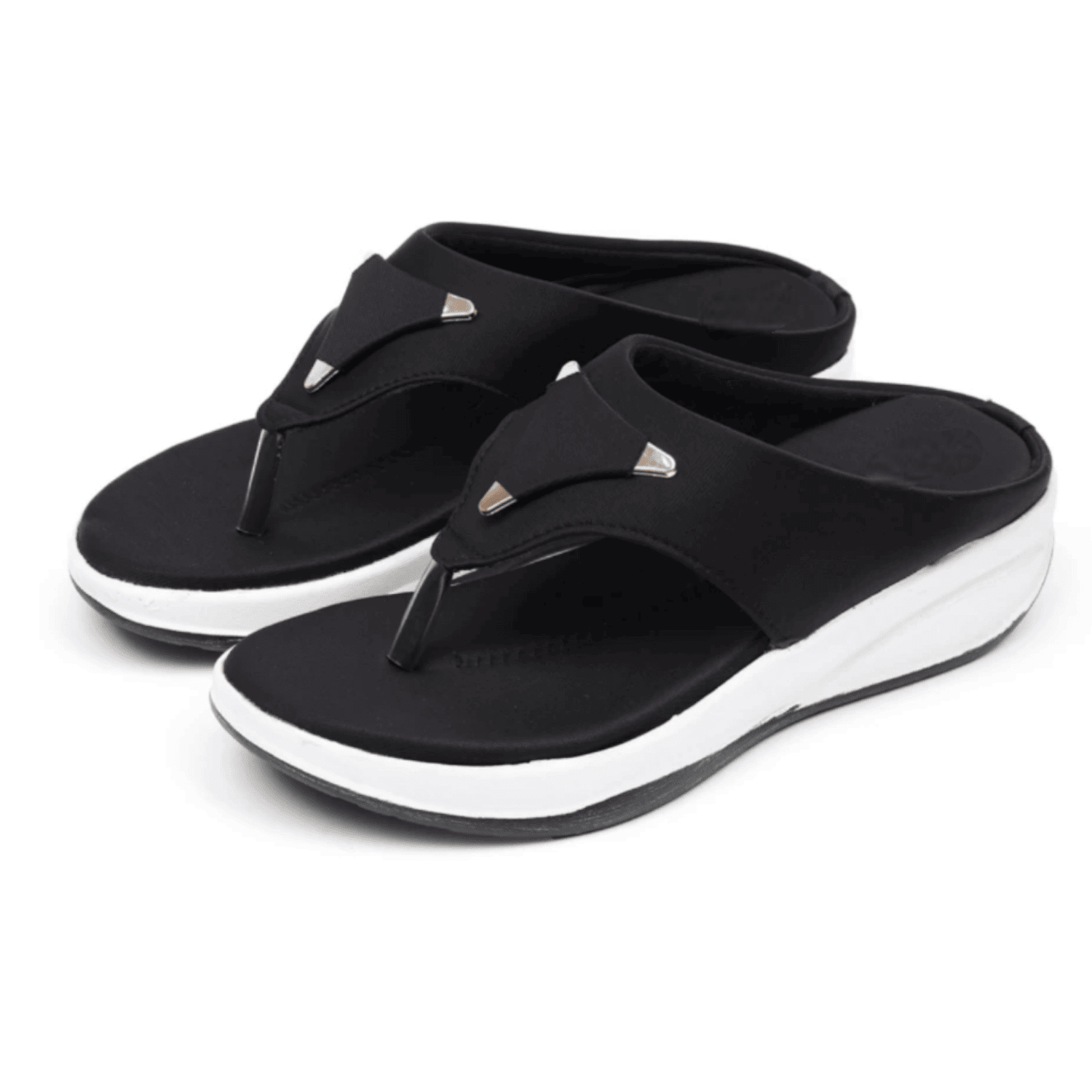 Trendy Black Triangle Detail Thong Sandals