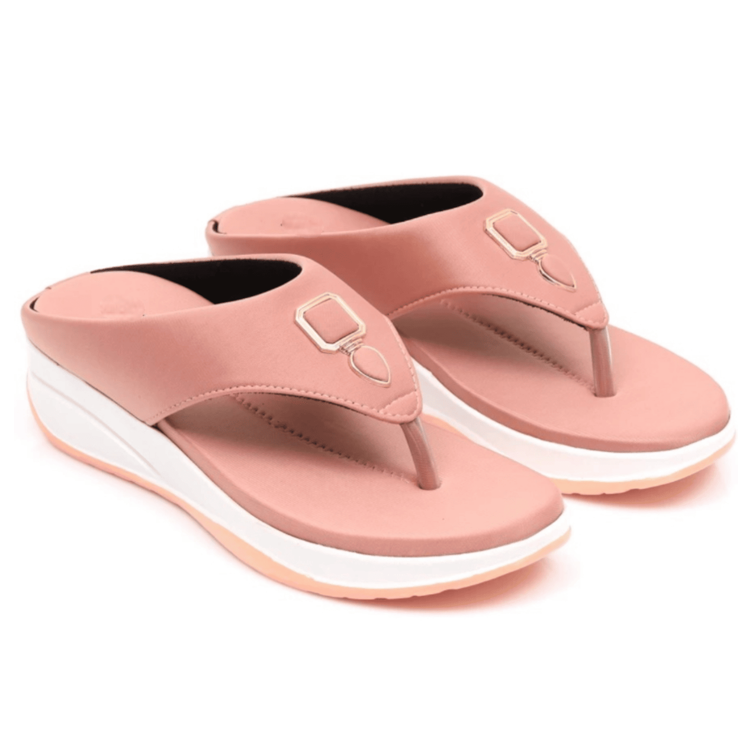 Comfortable Pink Thong Wedge Sandals for Women