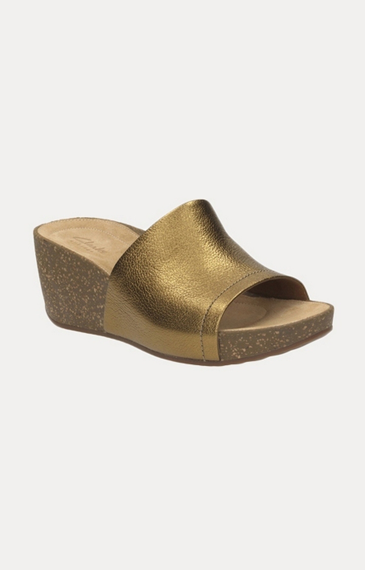 Clarks | Women's Gold Leather Wedges 0