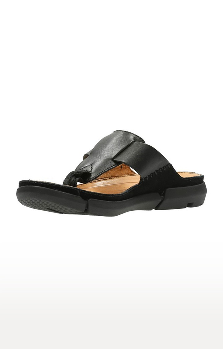 mens leather sandals black