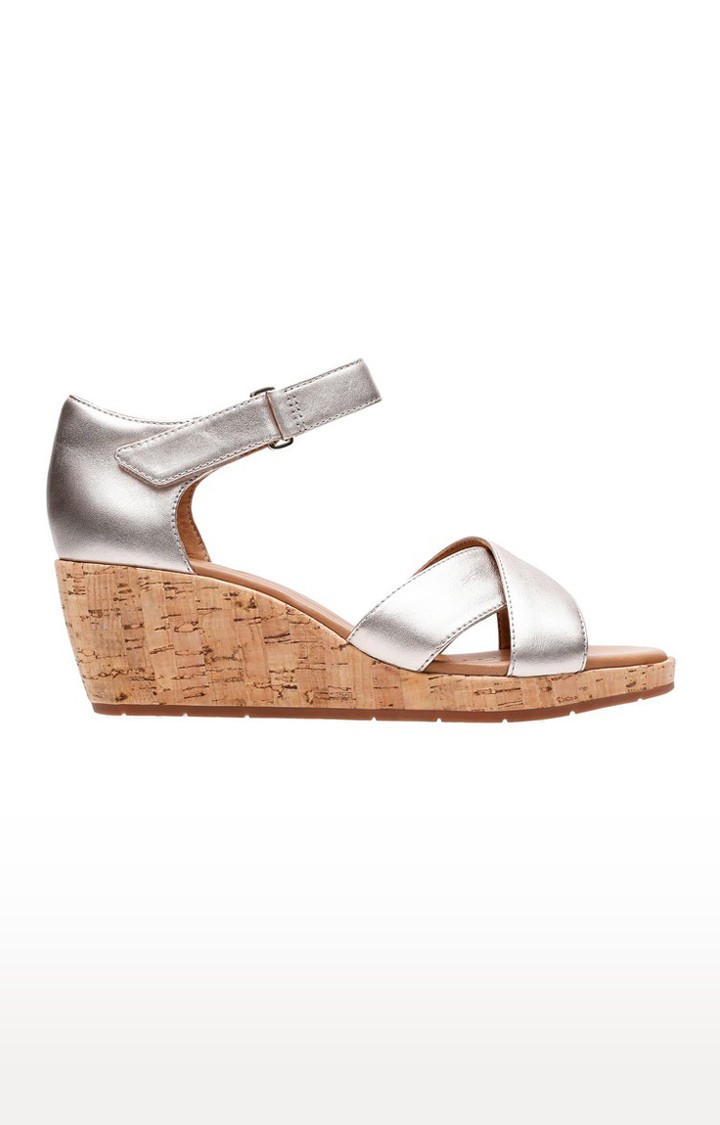 Women's Silver Leather Wedges