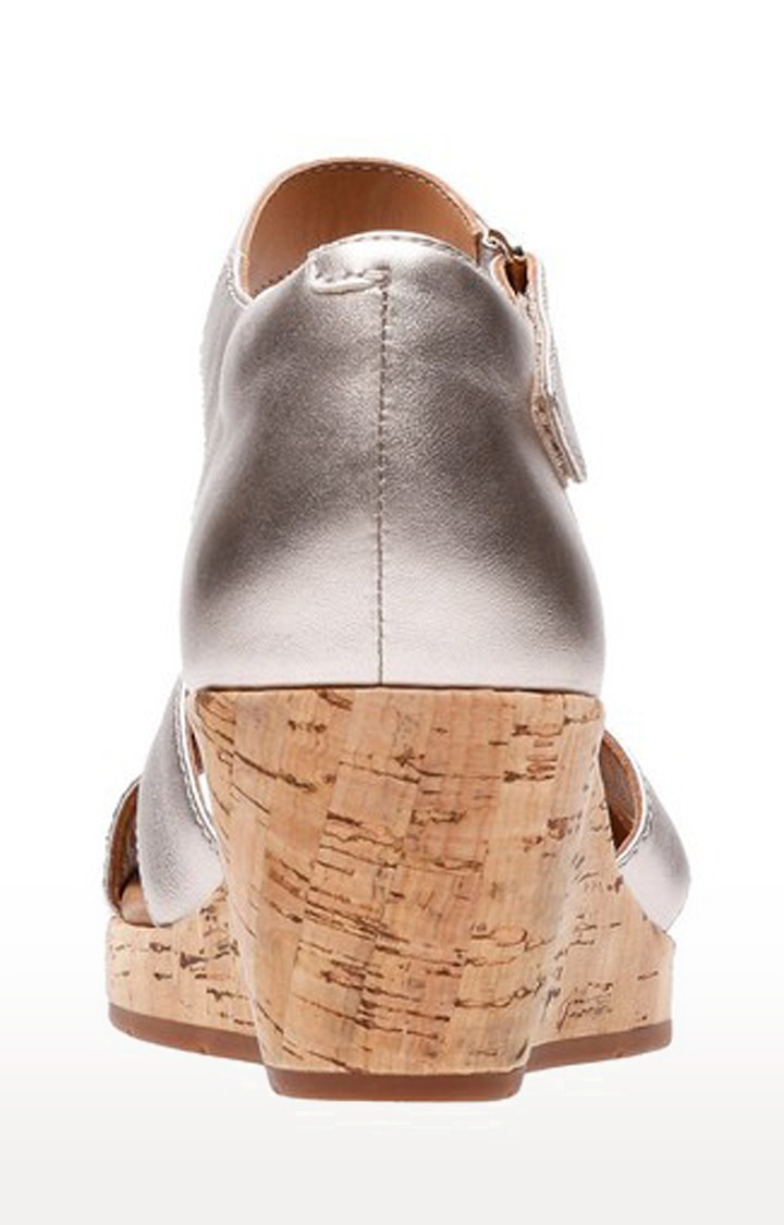 Women's Silver Leather Wedges